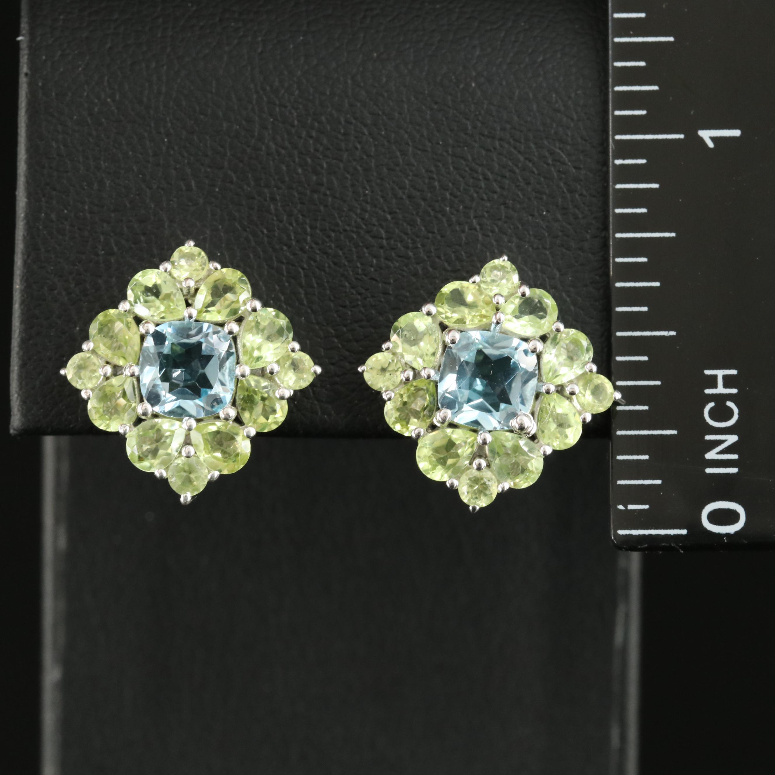 Sterling Sky Blue Topaz and Peridot Earrings