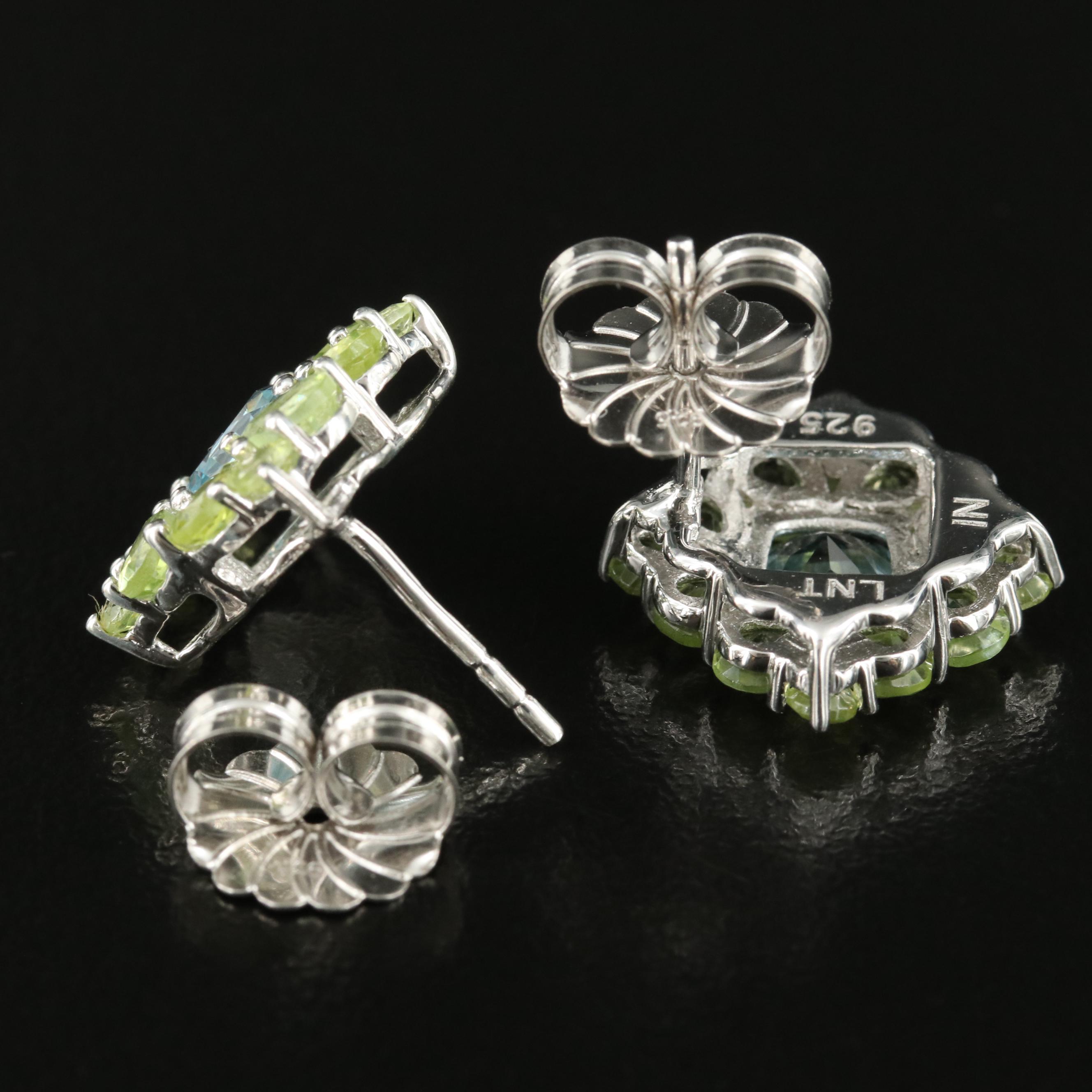 Sterling Sky Blue Topaz and Peridot Earrings