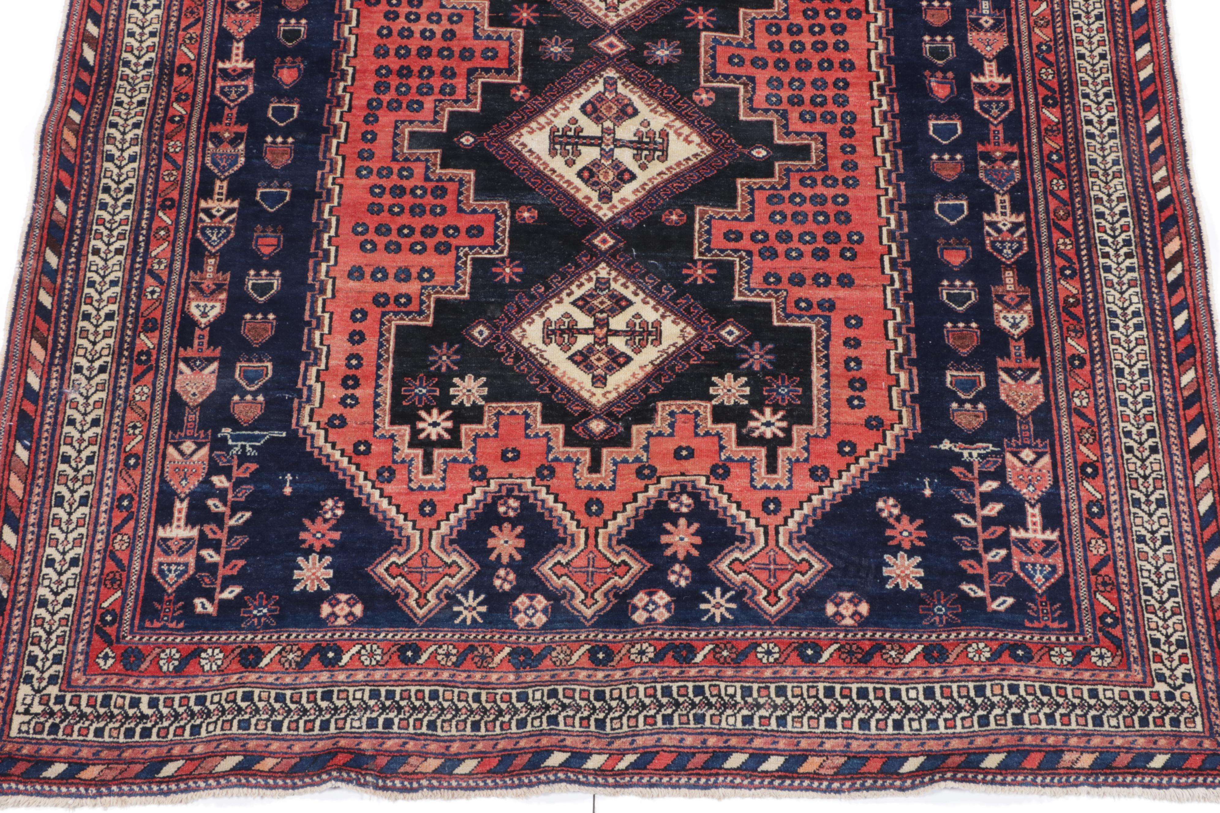 5'3 x 6'3 Hand-Knotted Persian Afshar Area Rug