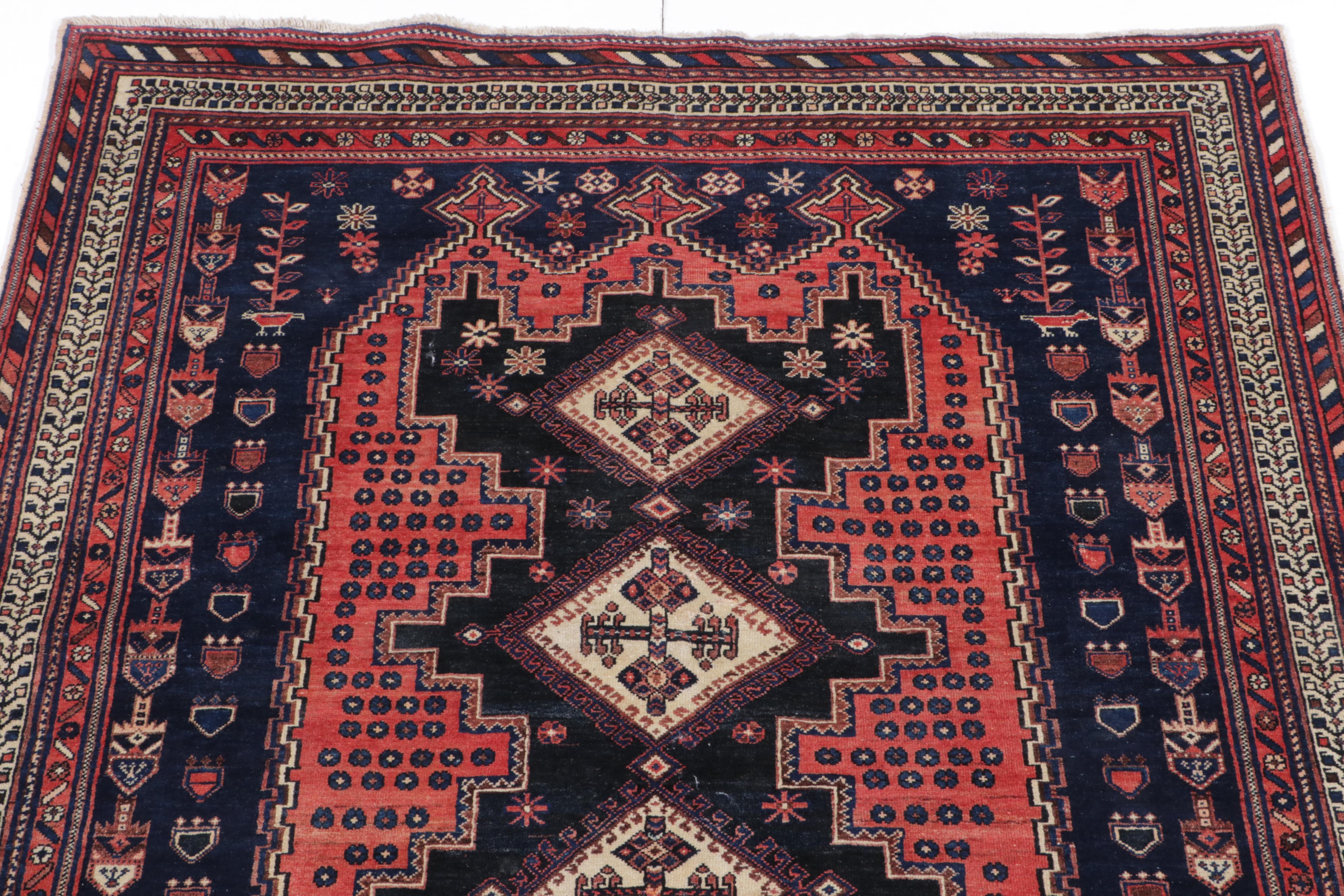 5'3 x 6'3 Hand-Knotted Persian Afshar Area Rug