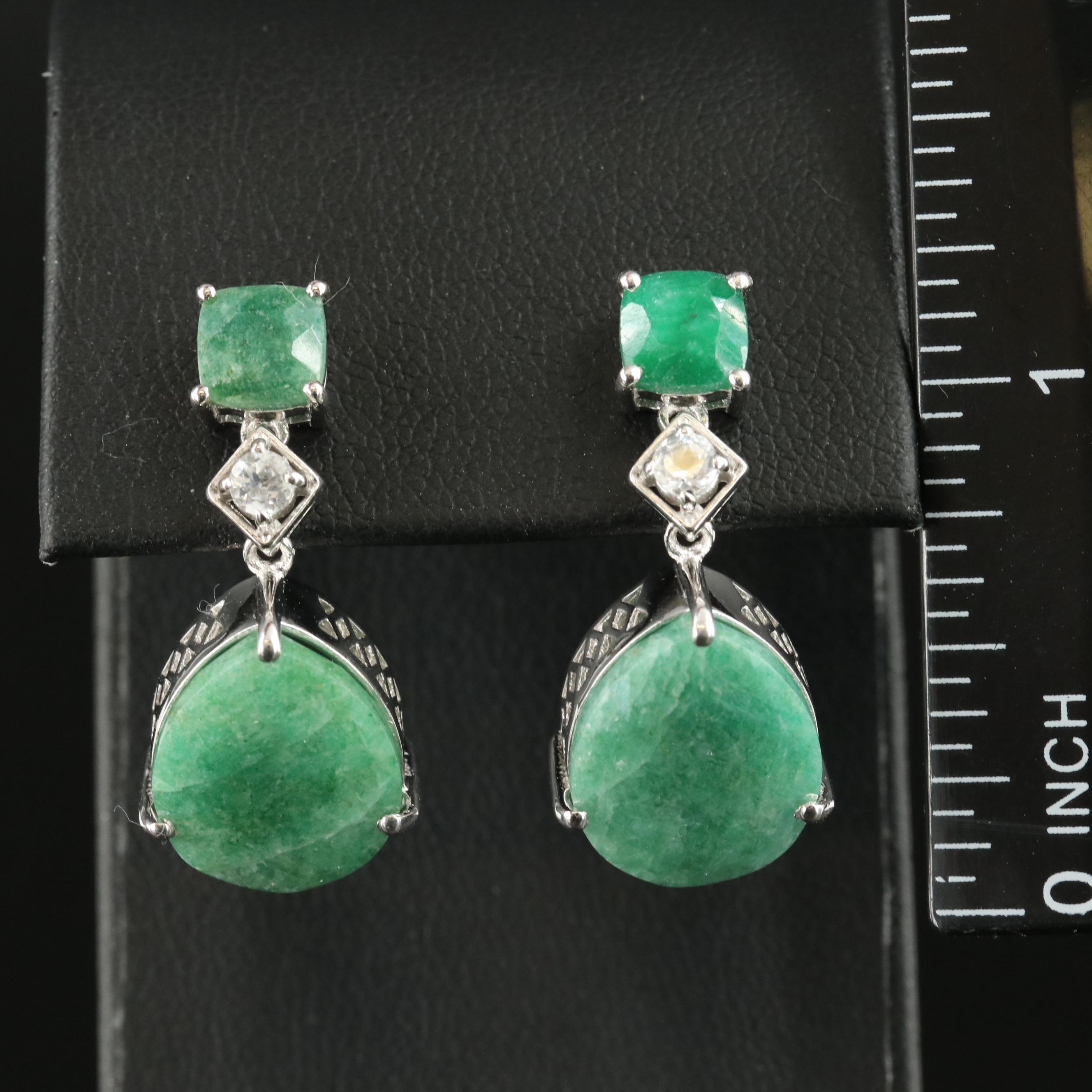 Sterling Beryl and Topaz Teardrop Earrings