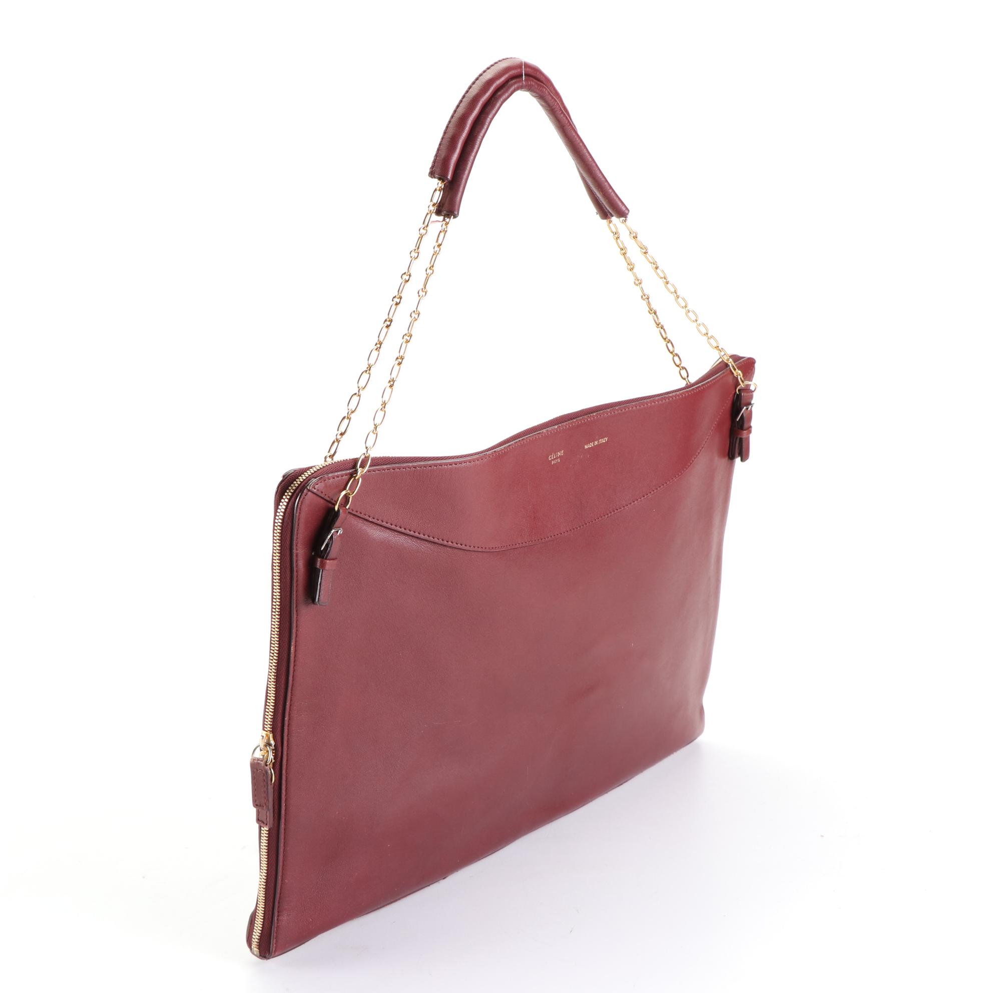 Céline Zip-Around Briefcase with Chain and Leather Straps