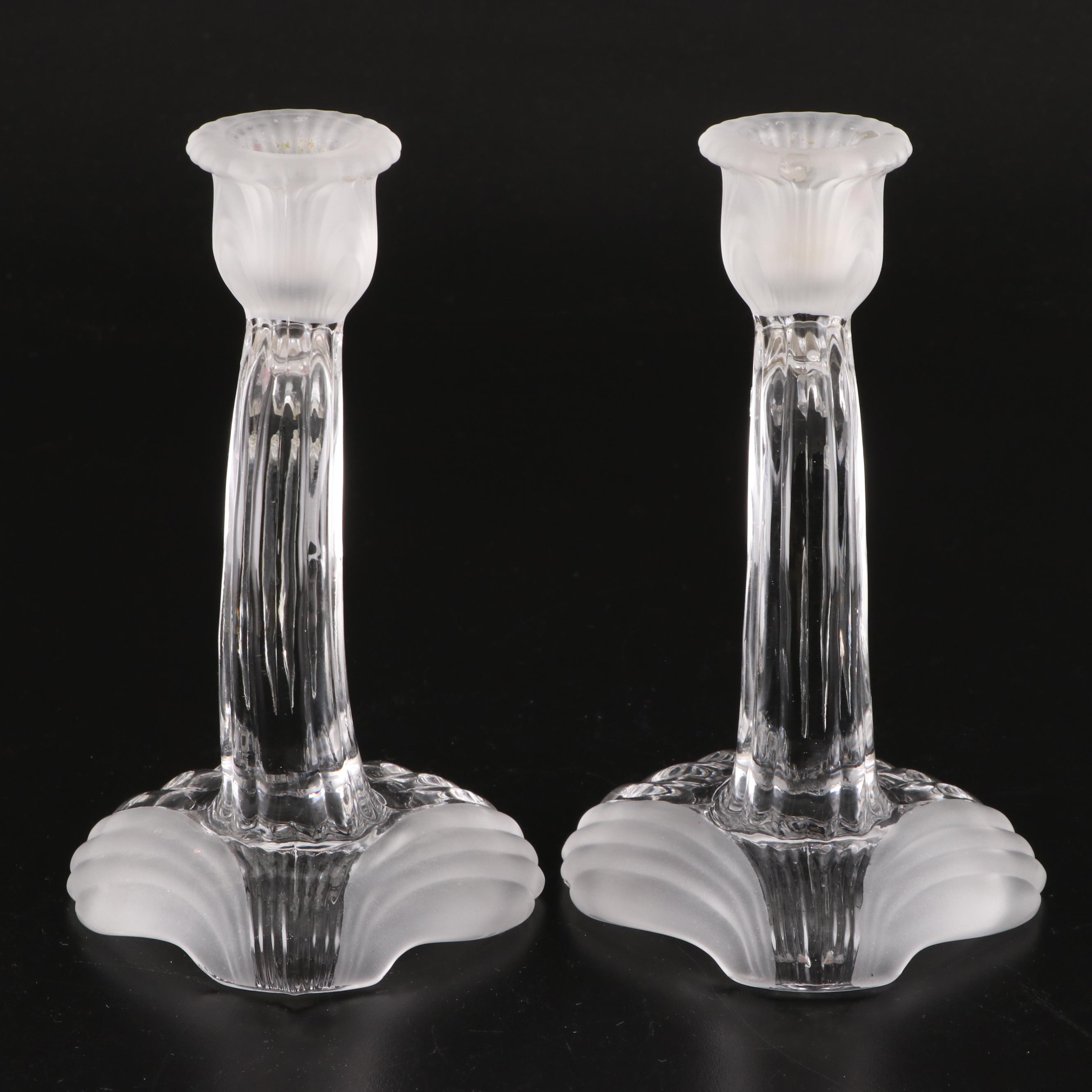 Cambridge Glass Luncheon Plates, Candlesticks and Relish Dish, Mid-20th Century