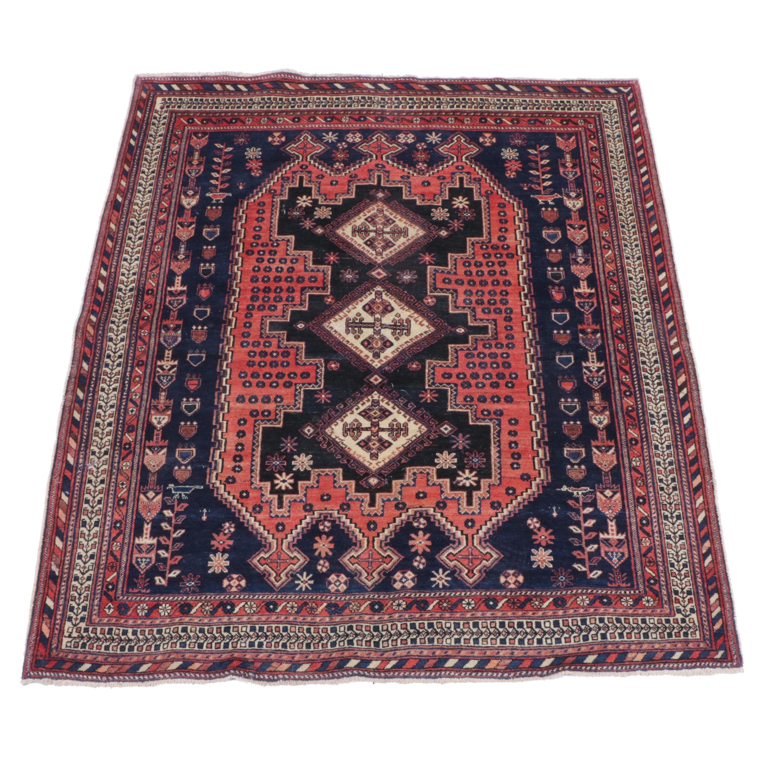 5'3 x 6'3 Hand-Knotted Persian Afshar Area Rug