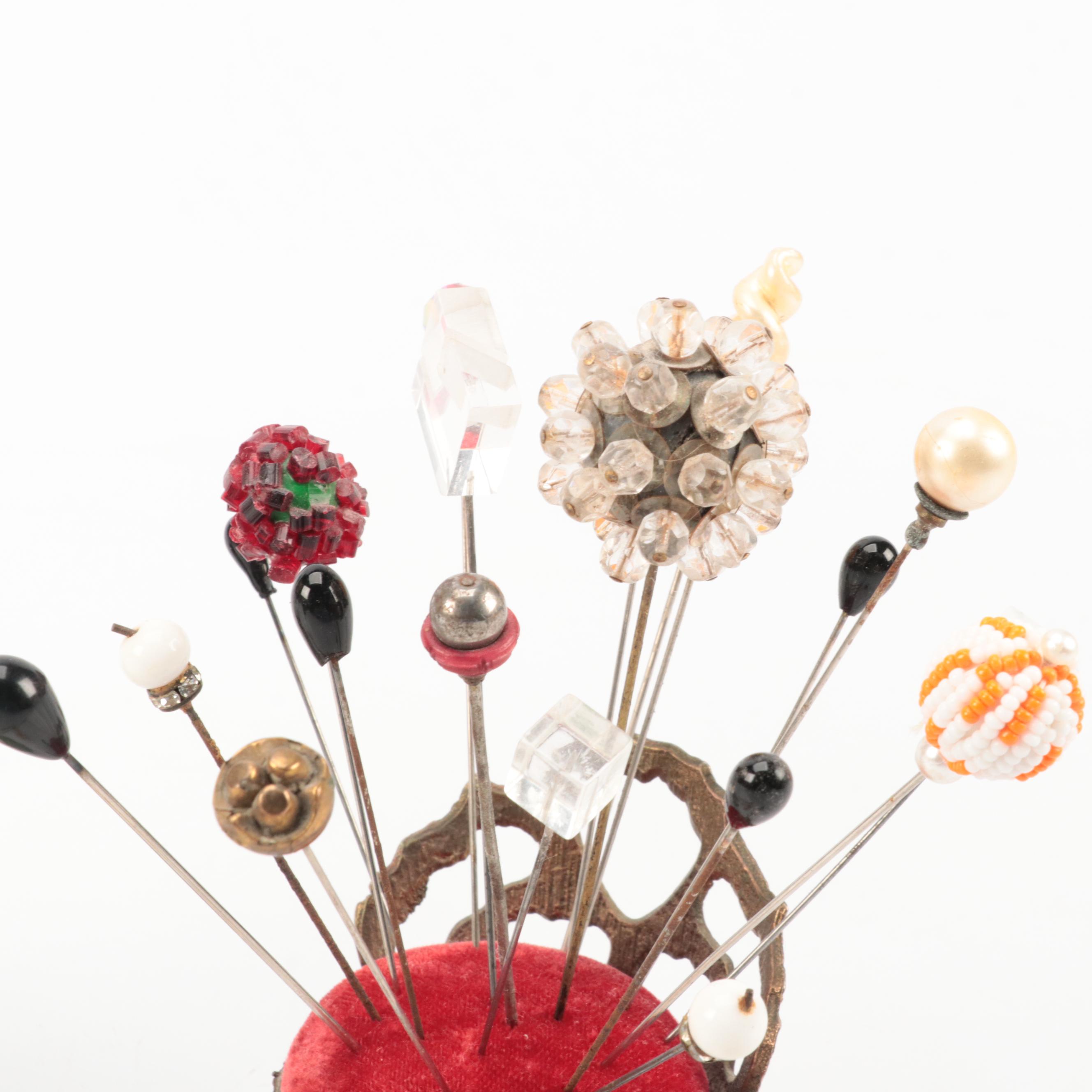 M de Mavaleix Limoges with Other Hatpin Holders and Bud Vase