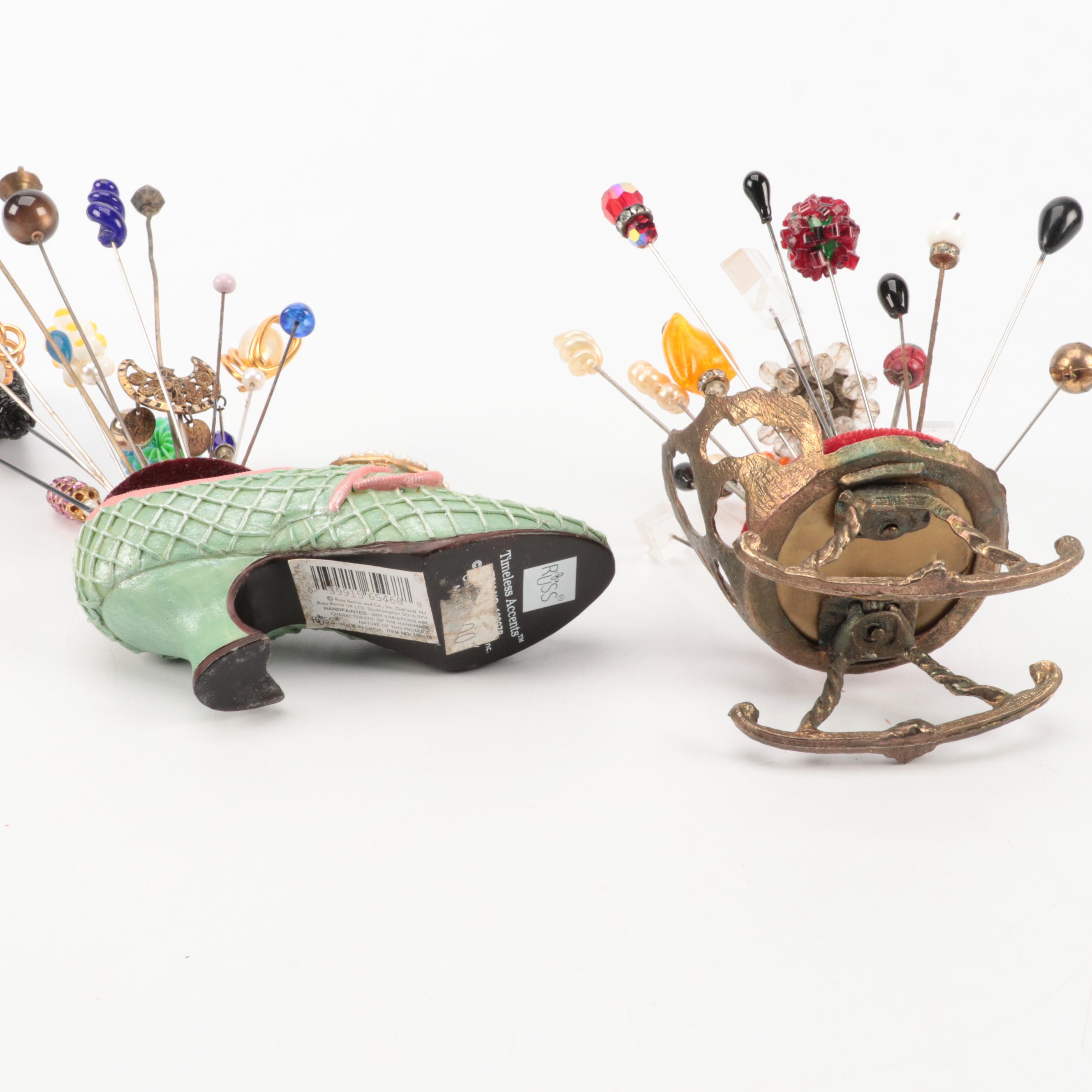 M de Mavaleix Limoges with Other Hatpin Holders and Bud Vase