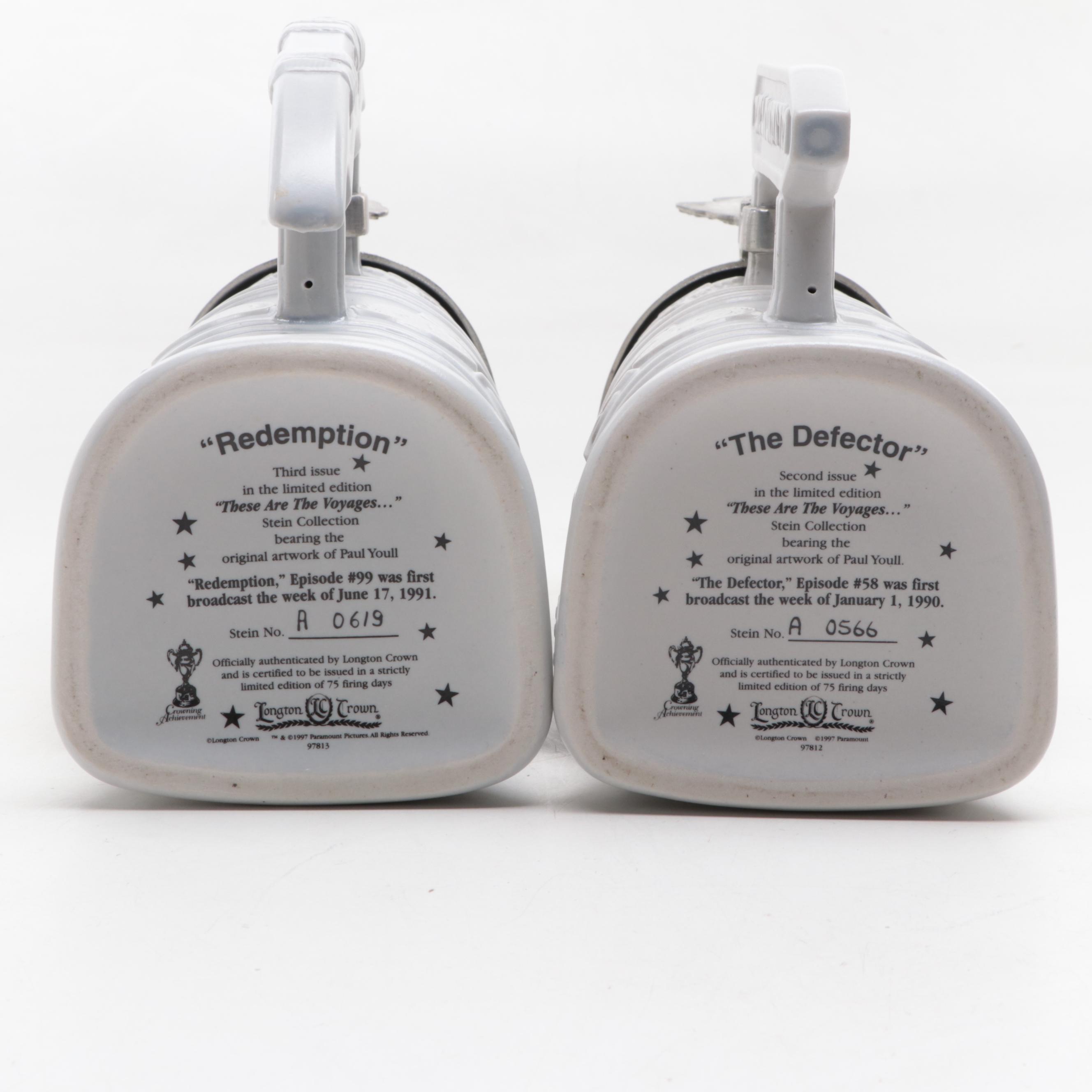 Longton Crown "Redemption" and "The Defector" Commemorative Star Trek Steins