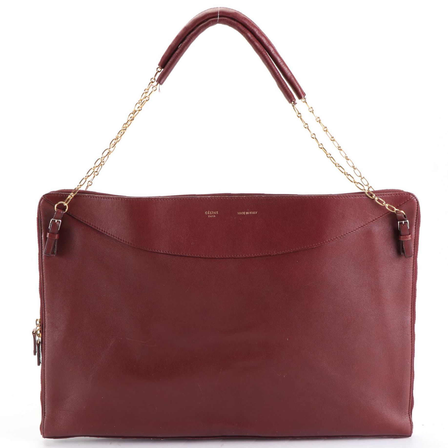 Céline Zip-Around Briefcase with Chain and Leather Straps