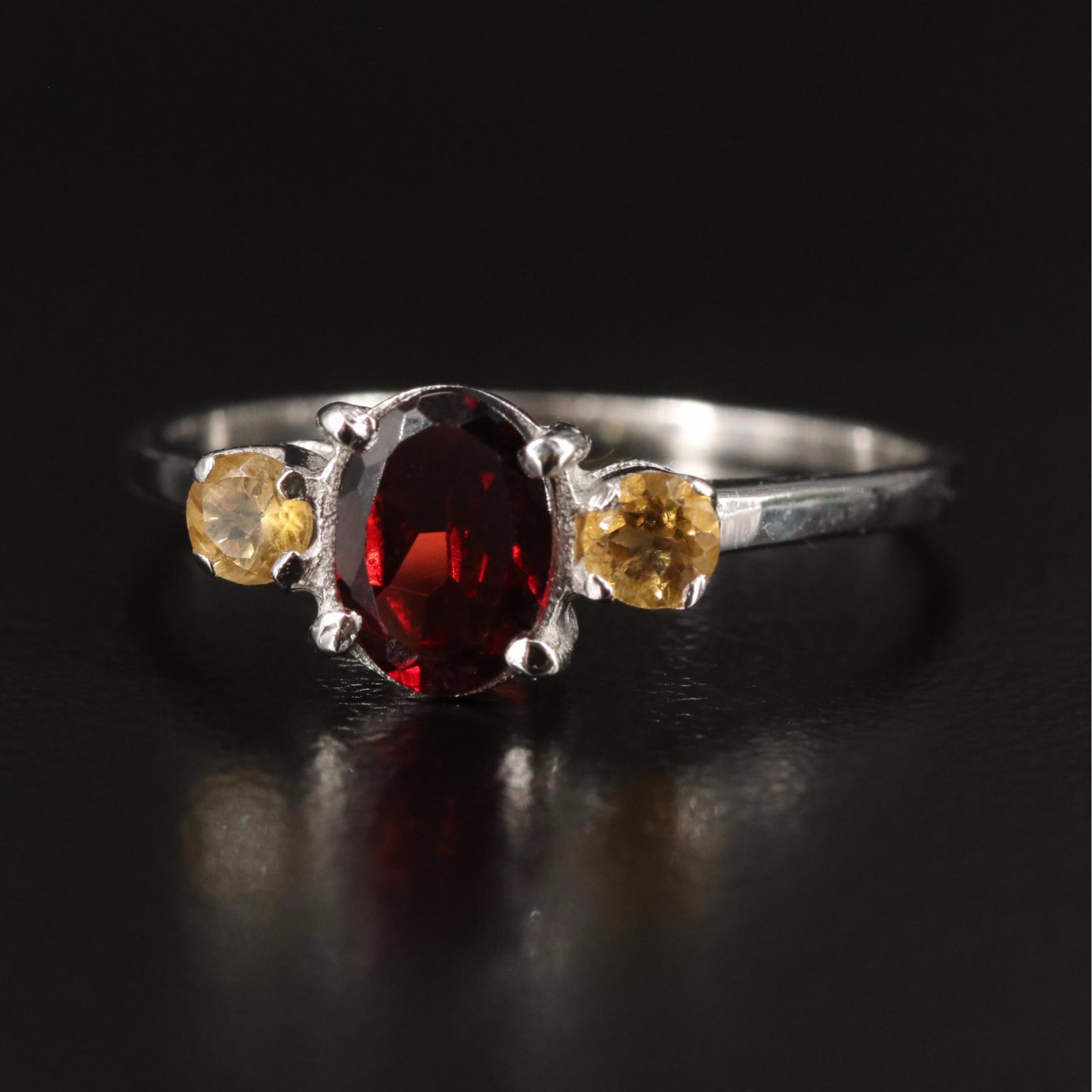 Sterling Garnet and Citrine Ring
