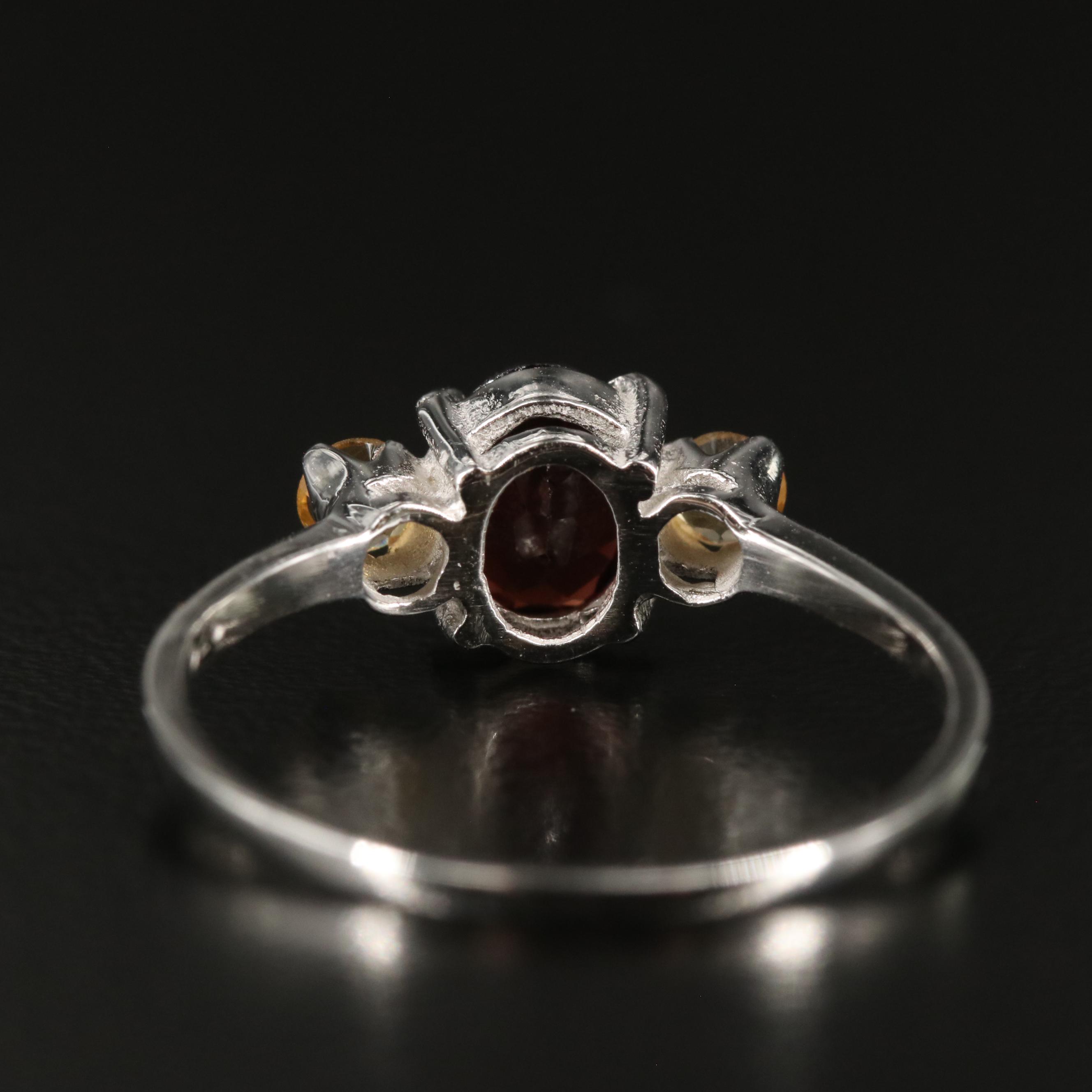 Sterling Garnet and Citrine Ring