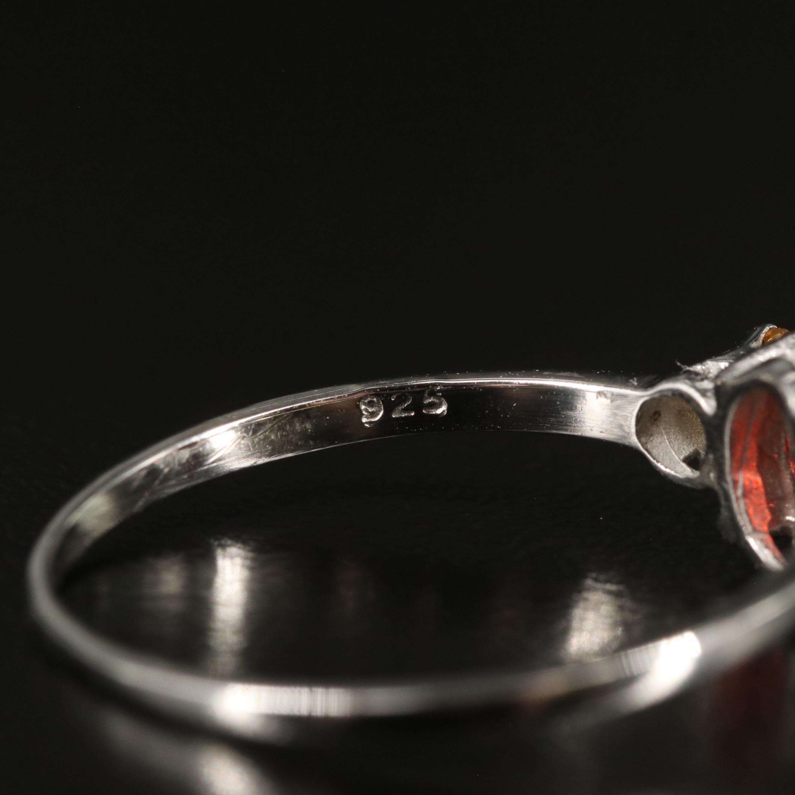 Sterling Garnet and Citrine Ring