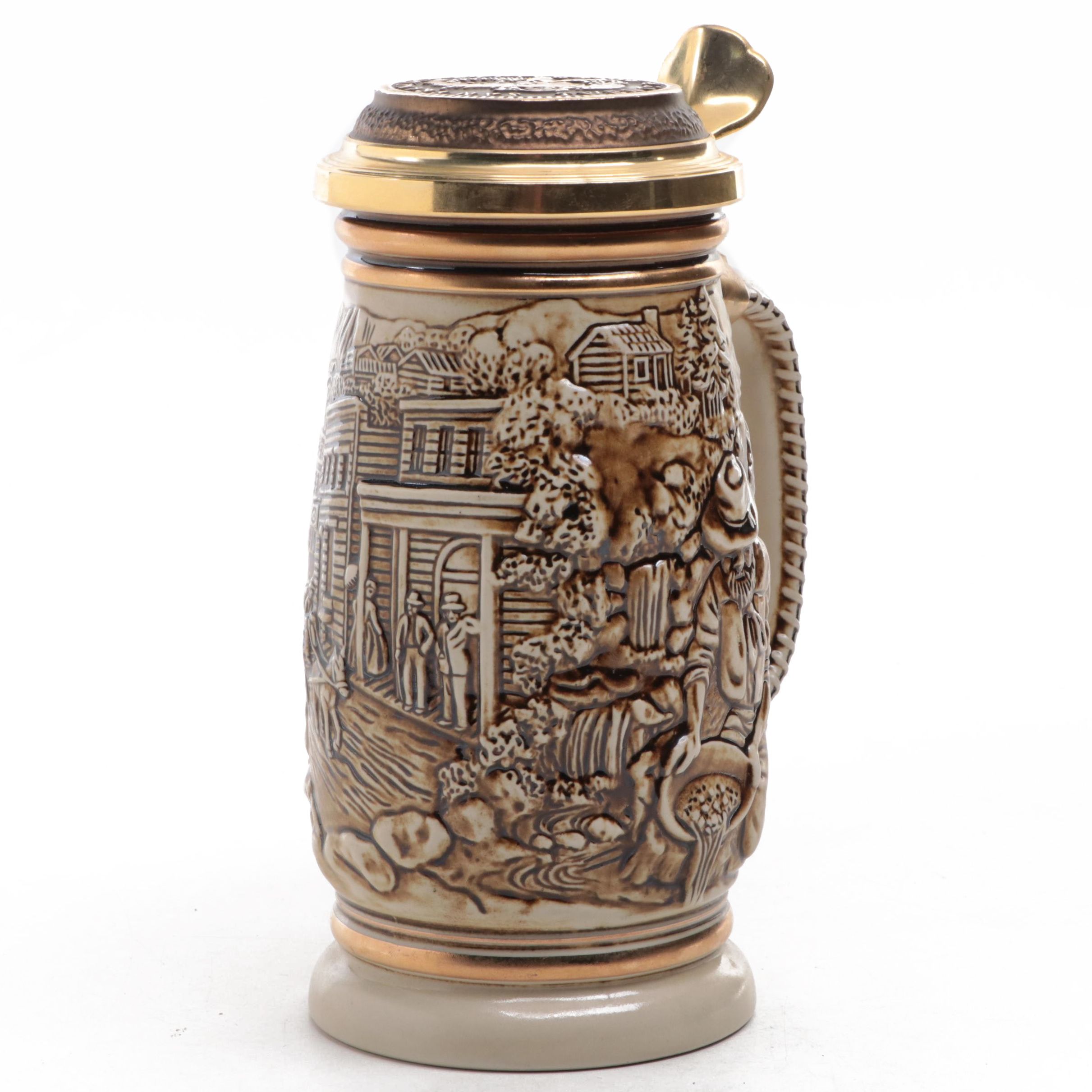 Avon "The Gold Rush" Ceramic Beer Stein, 1987