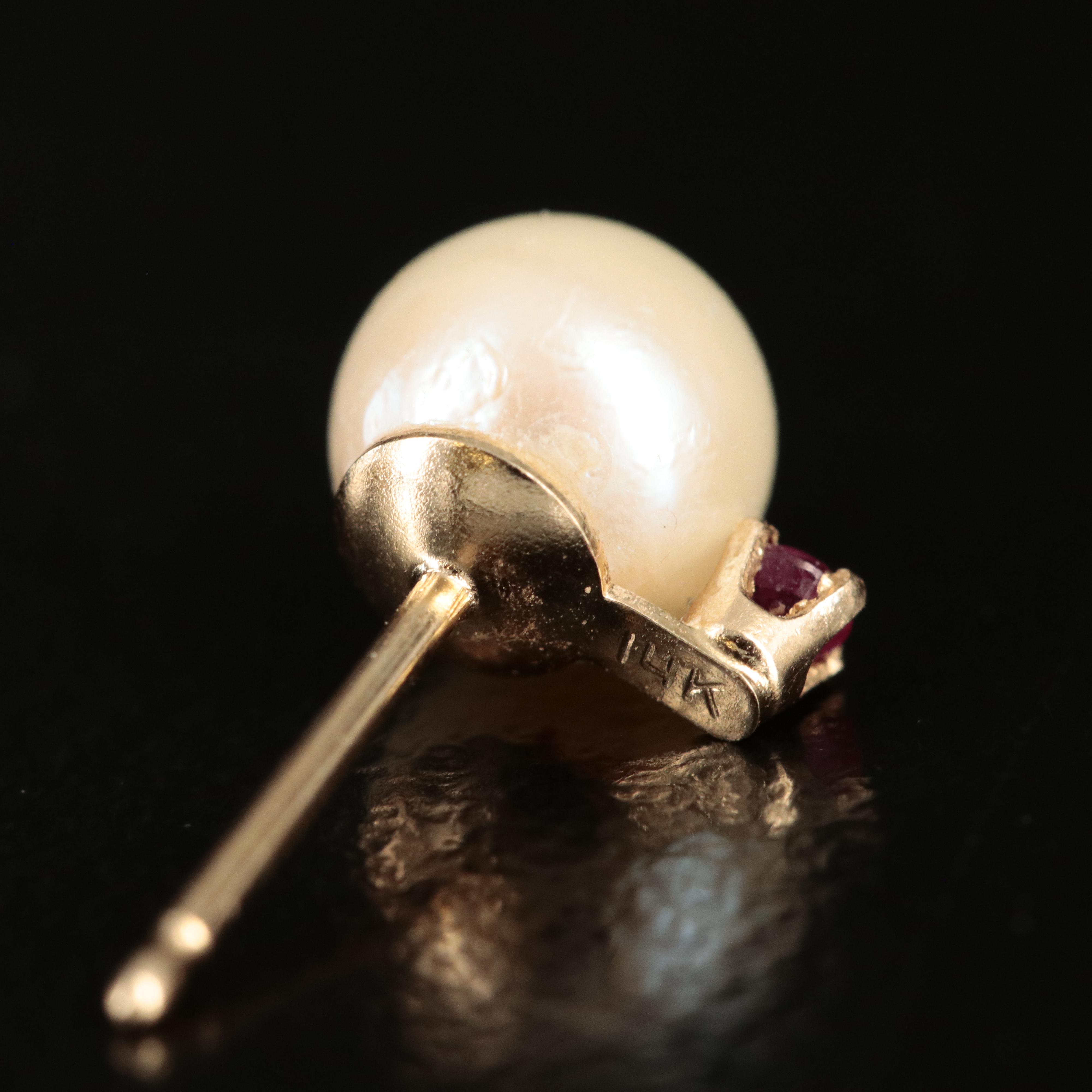 14K Single Earrings and 10K Pendant with Pearl, Ruby and Cubic Zirconia