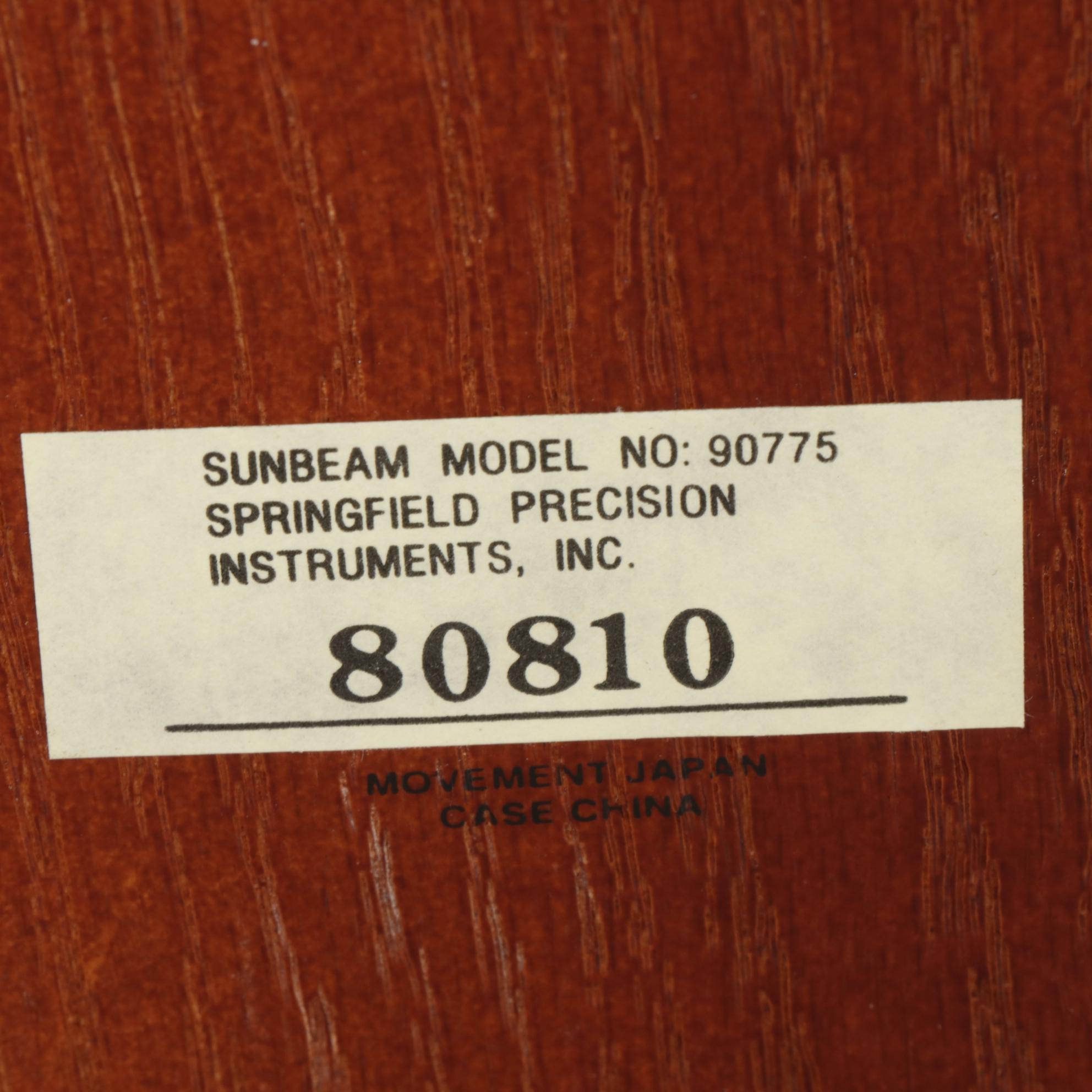 Sunbeam Wood Cased Wall Clock With Mirror, Late 20th Century