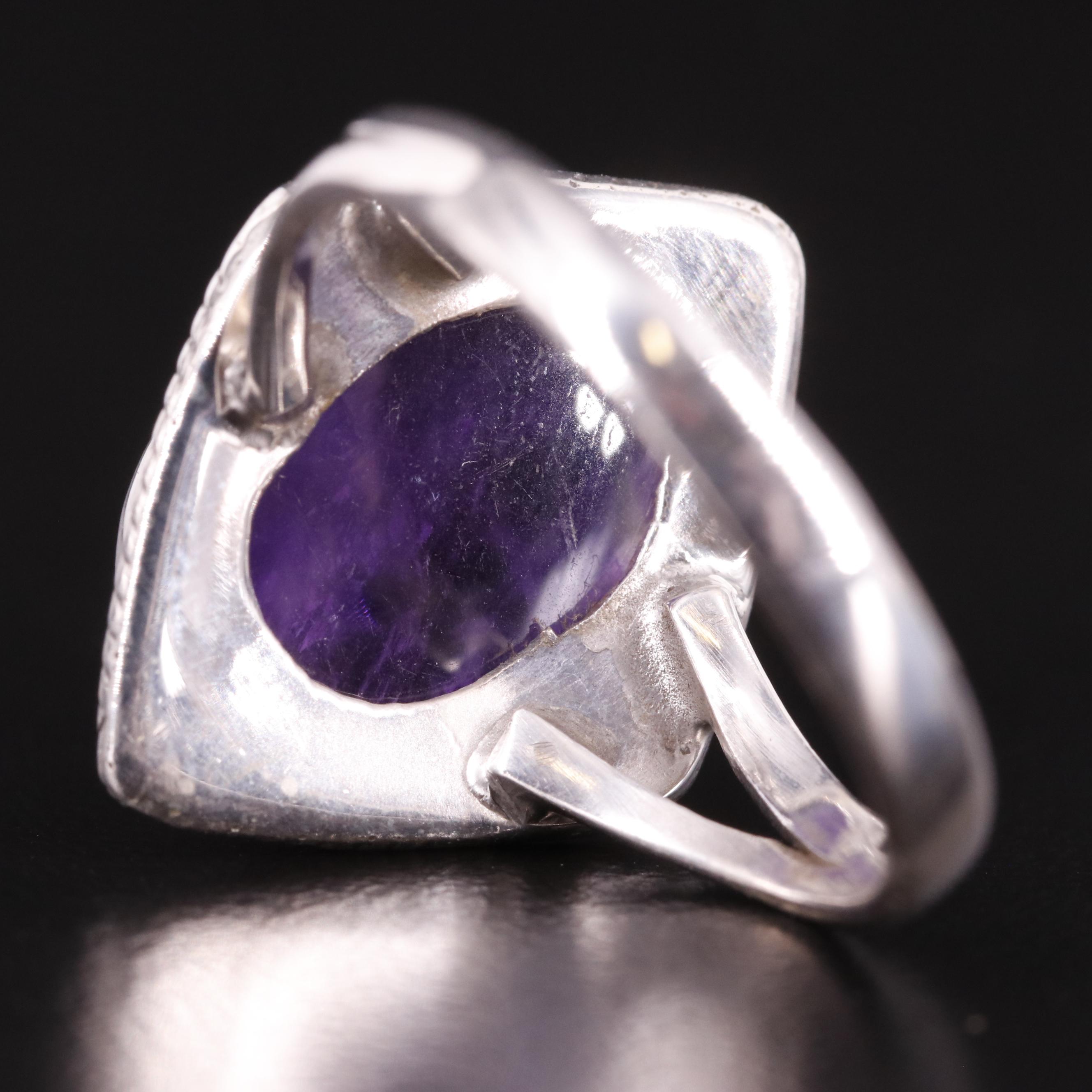 Sterling Oval Amethyst Ring