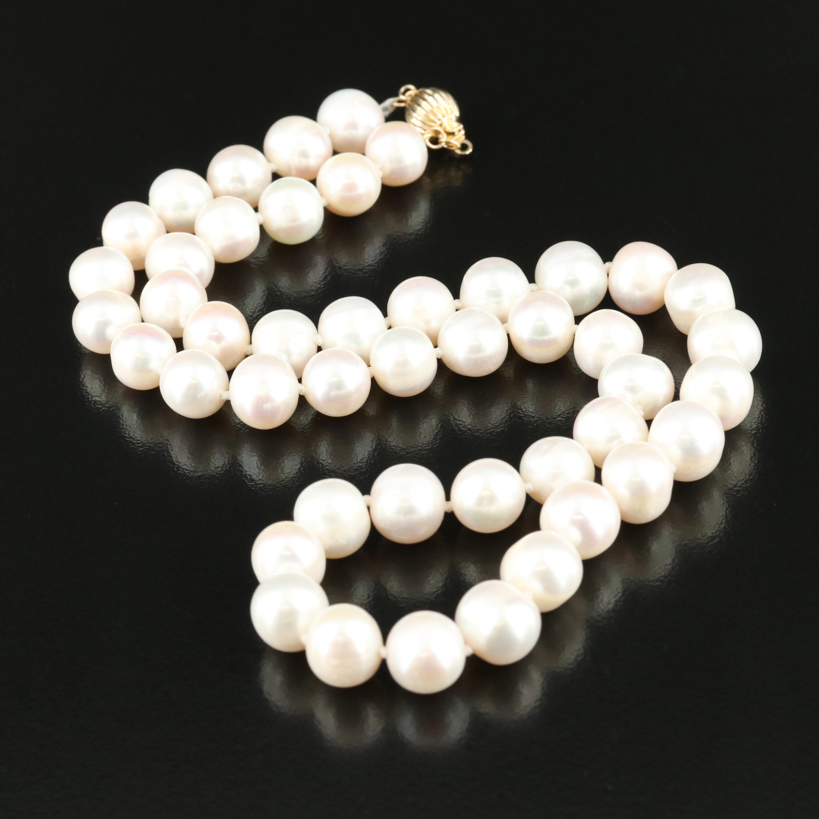 Pearl Necklace with 14K Clasp