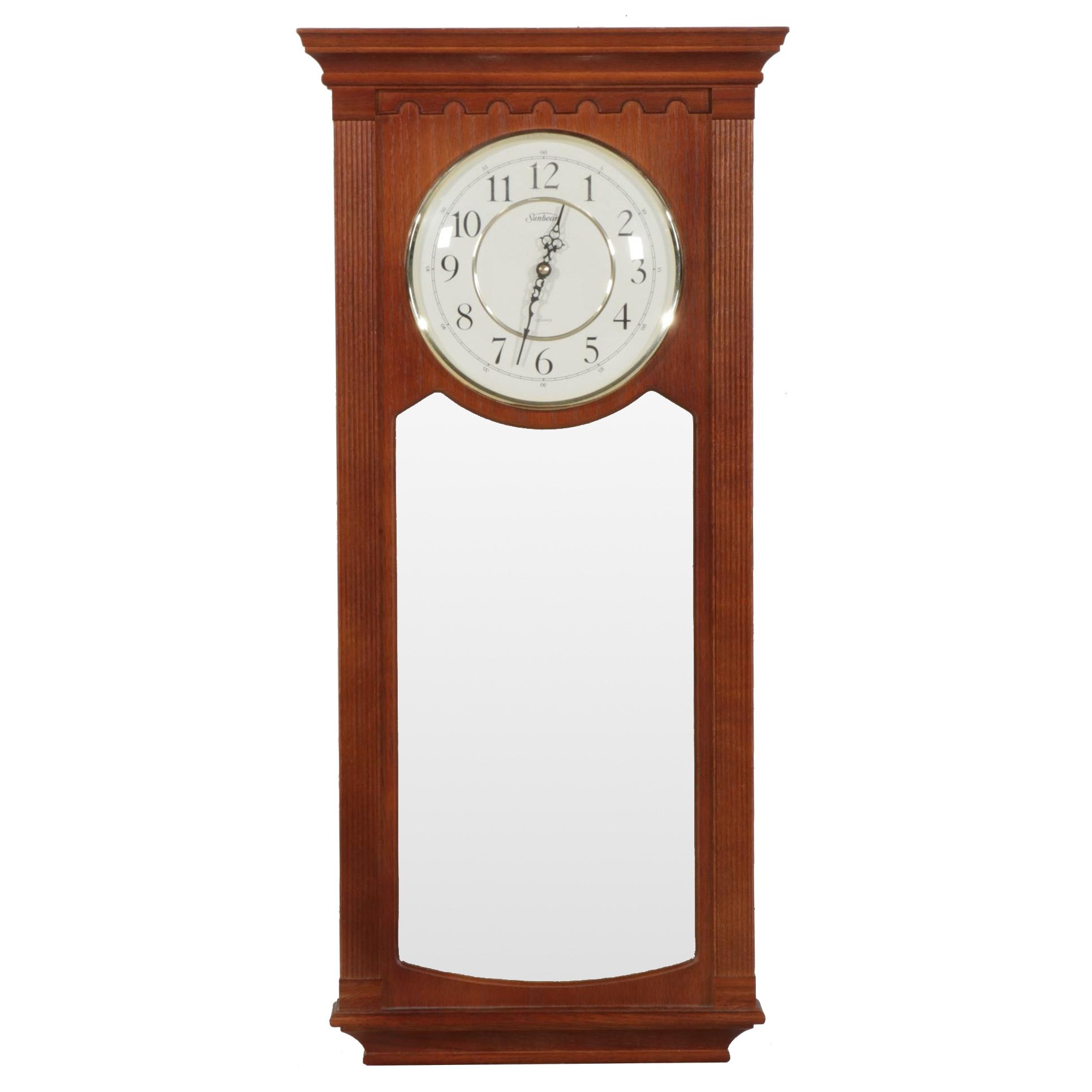 Sunbeam Wood Cased Wall Clock With Mirror, Late 20th Century