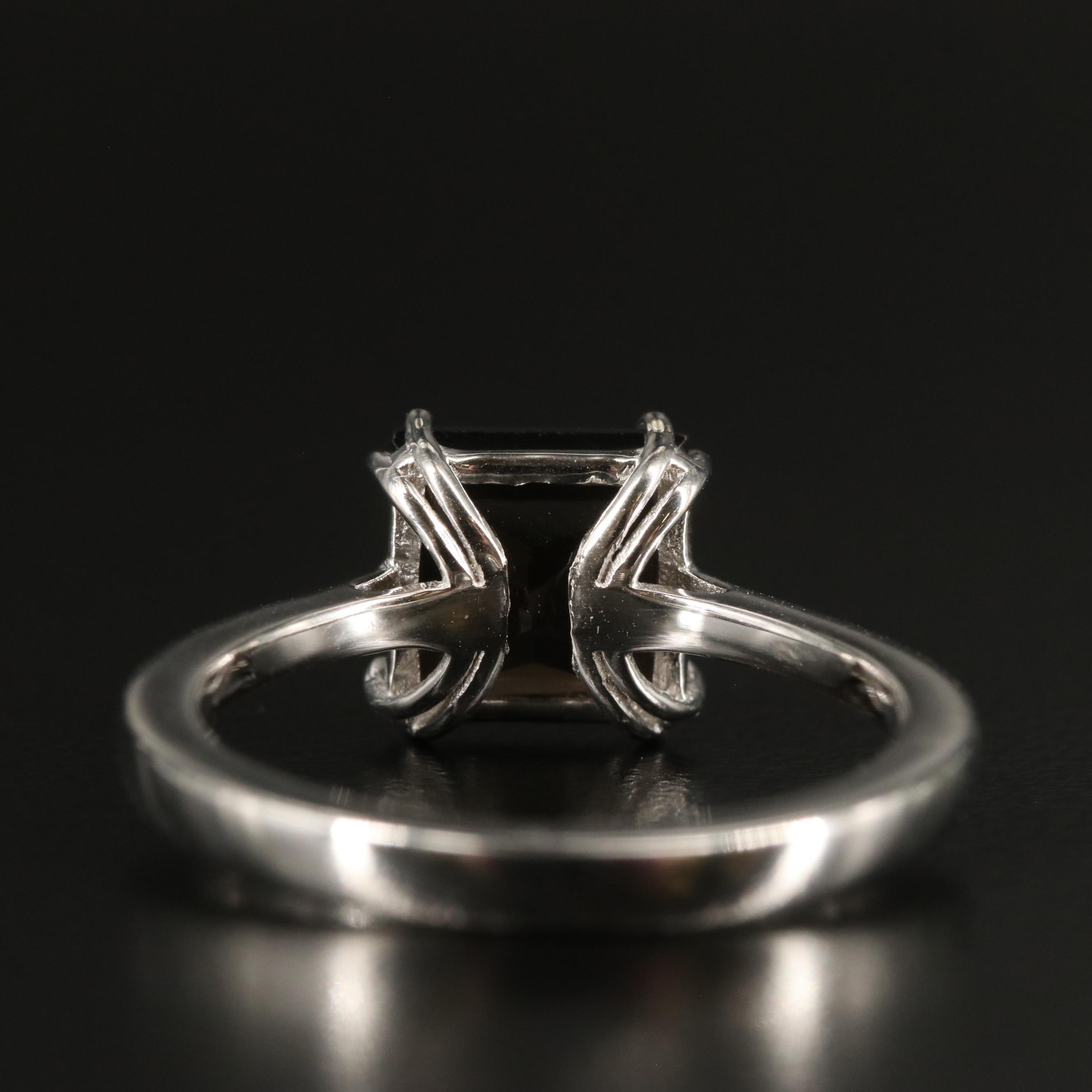 Sterling Square Smoky Quartz Ring