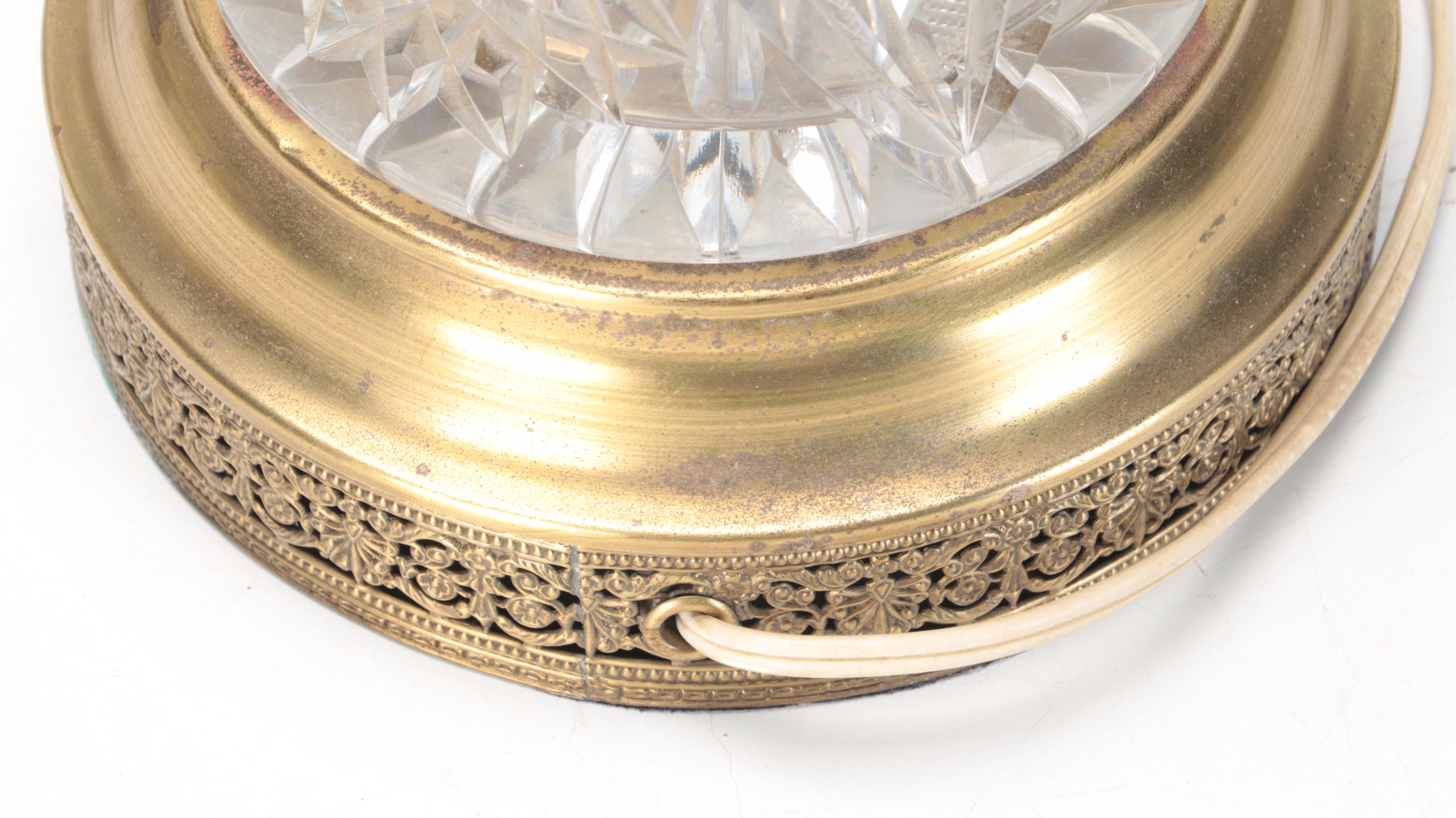 American Brilliant Brunswick Star Cut Glass Pitcher Mounted Table Lamp