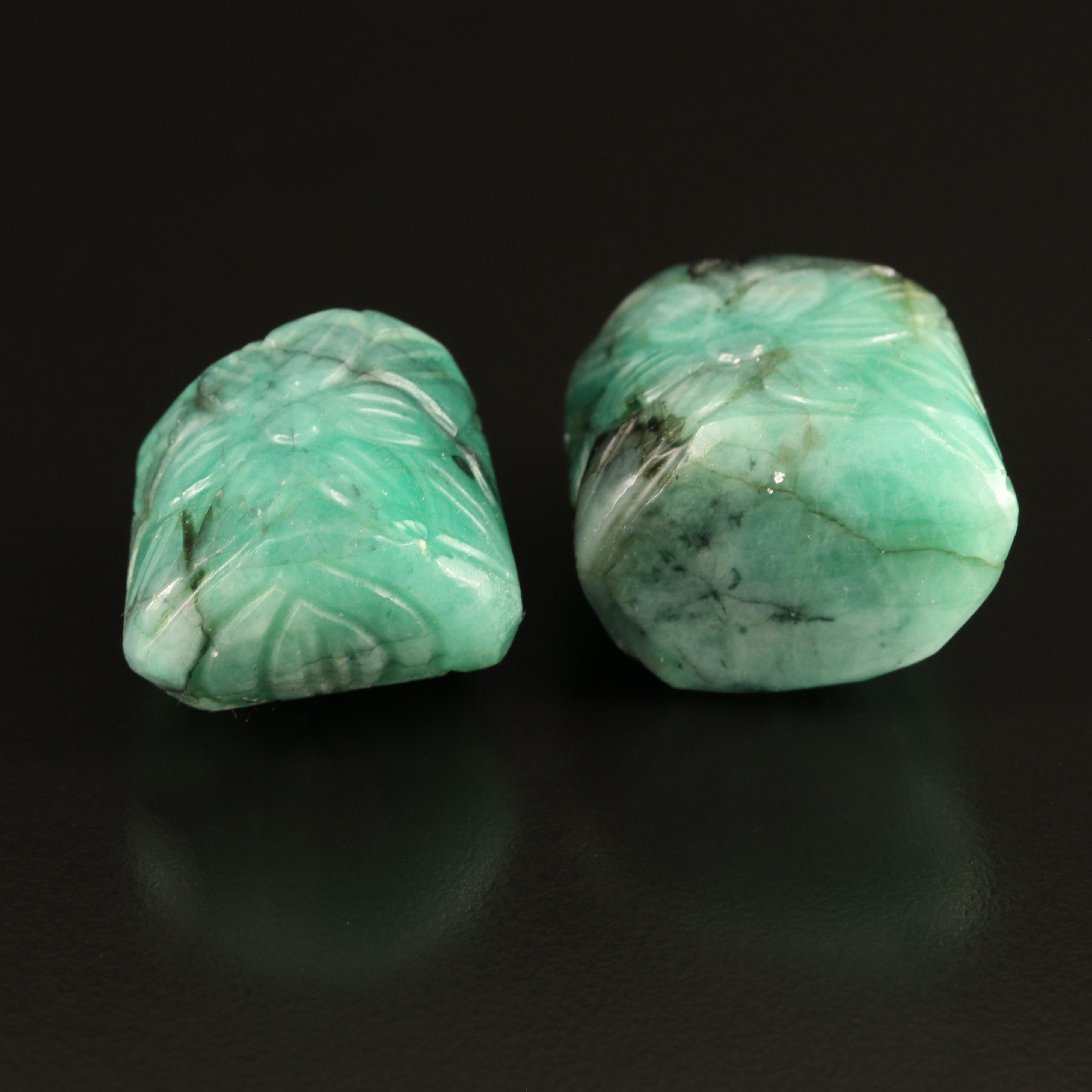 Loose 280.32 CT Carved Emeralds