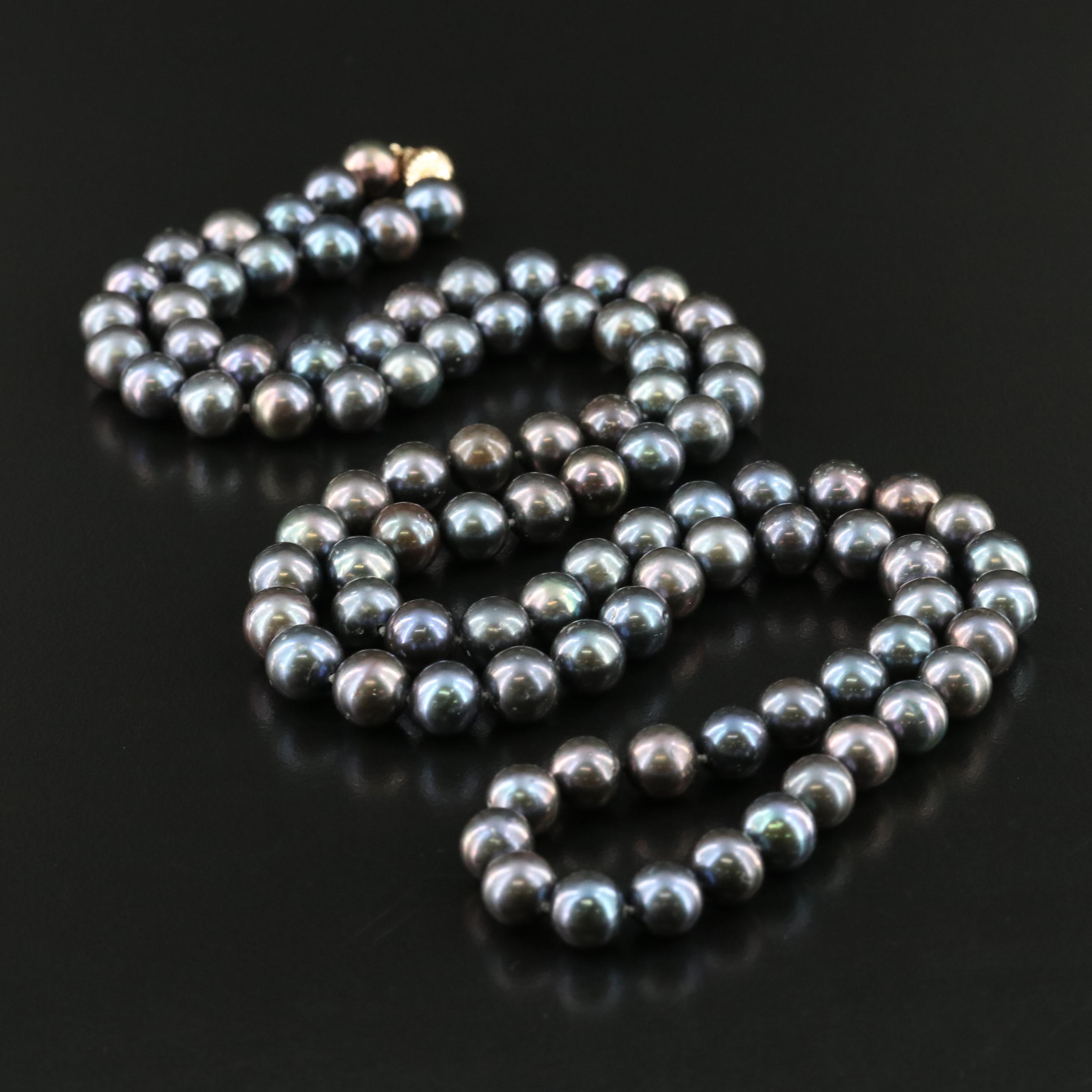 Opera Length Pearl Necklace with 14K Clasp