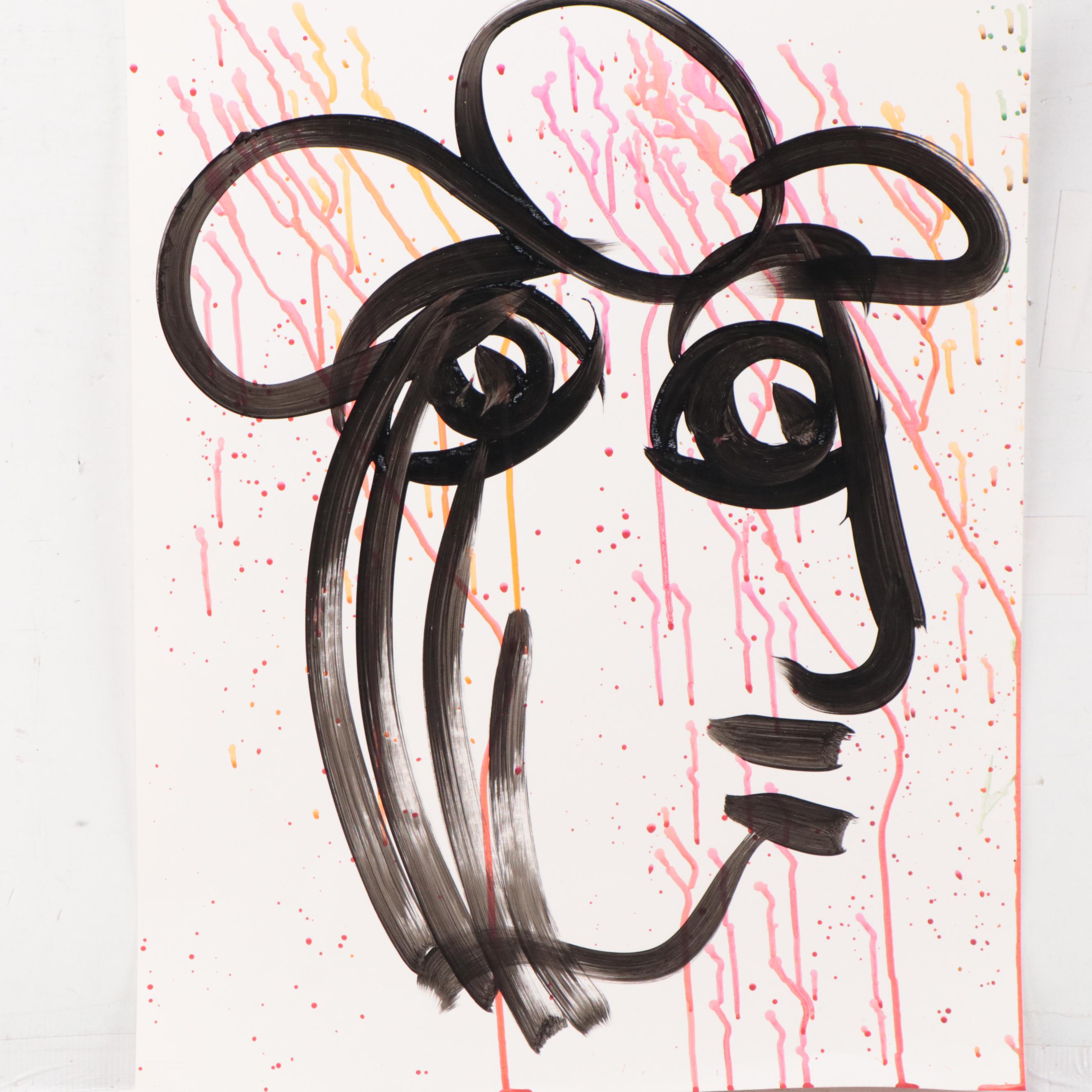 Peter Keil Abstract Portrait Acrylic Painting