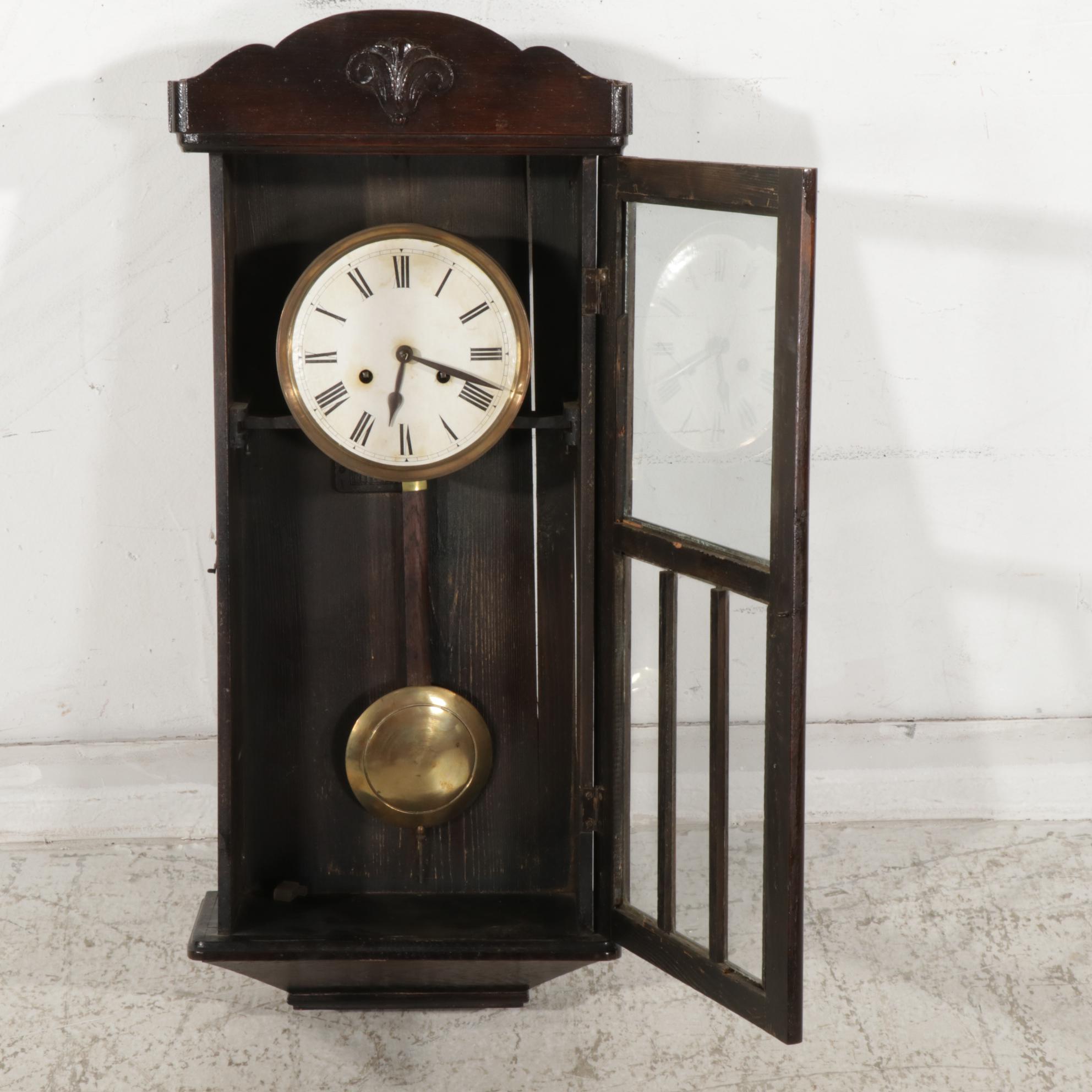 Oak Pendulum Wall Clock, Early 20th Century