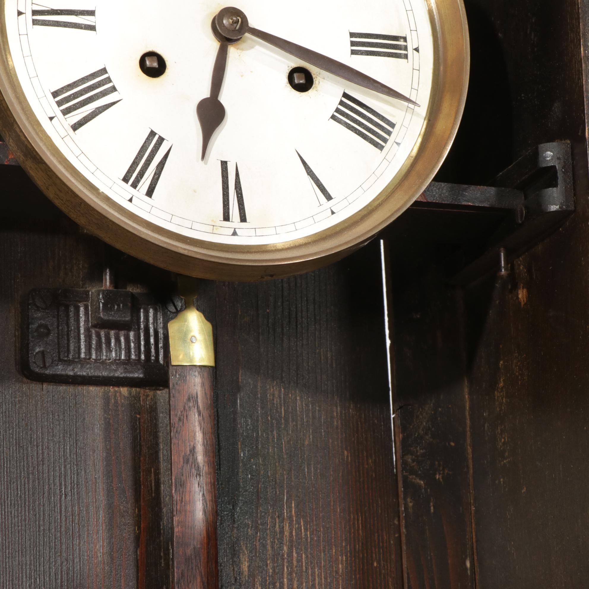 Oak Pendulum Wall Clock, Early 20th Century