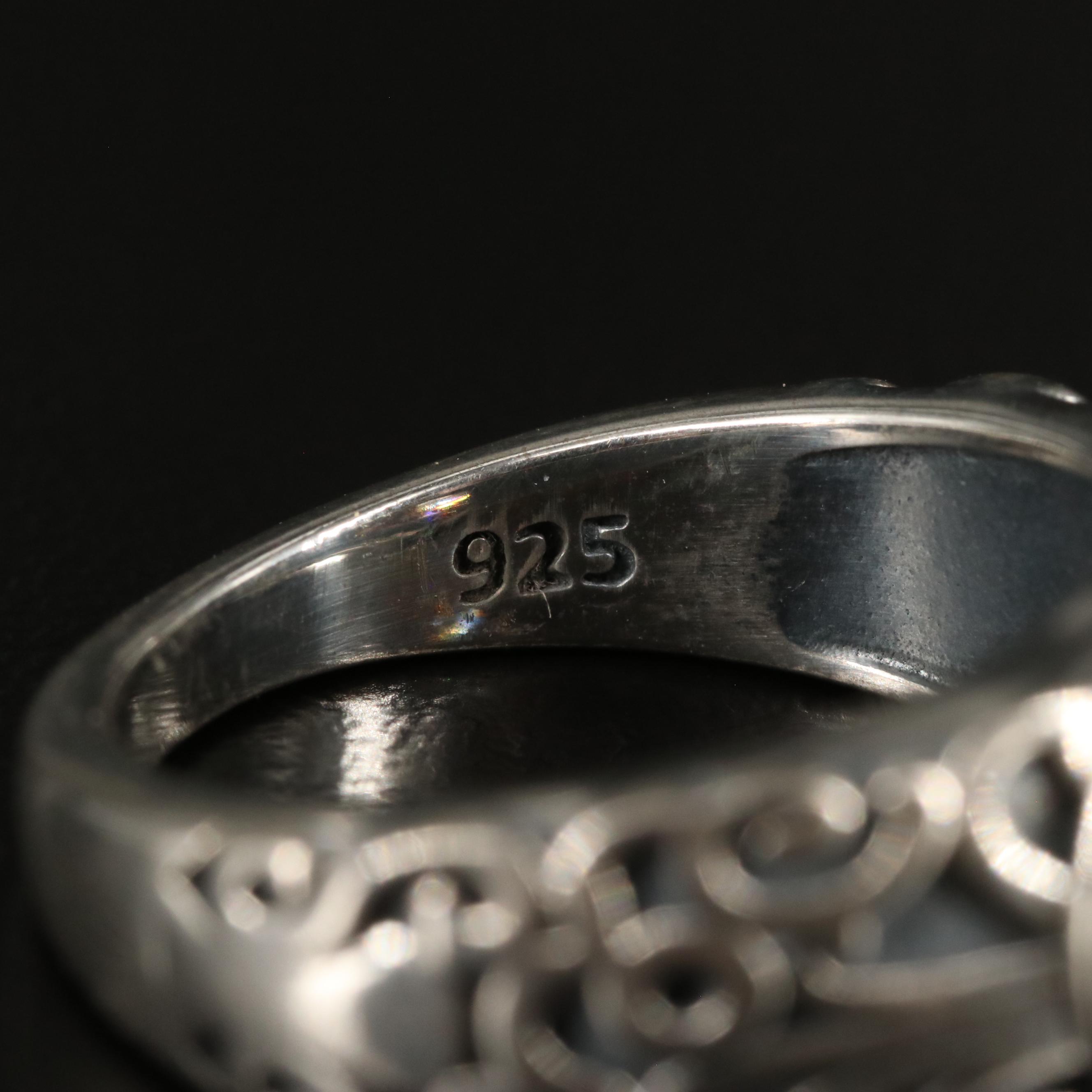 Sterling Smoky Quartz Textured Band