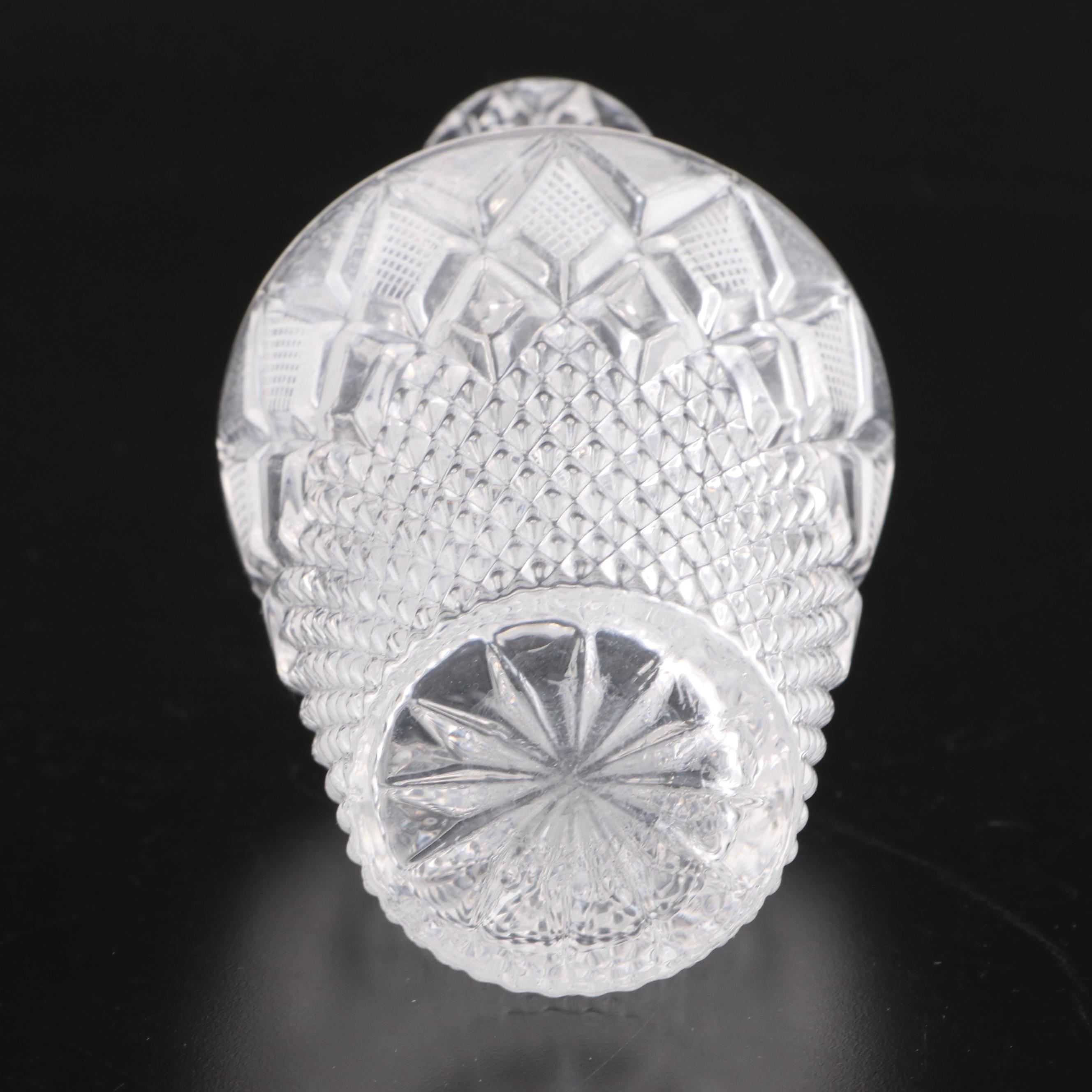 Romanian Acid Etched and Cut Crystal Decanter and Wine Glasses with Liqueur Set