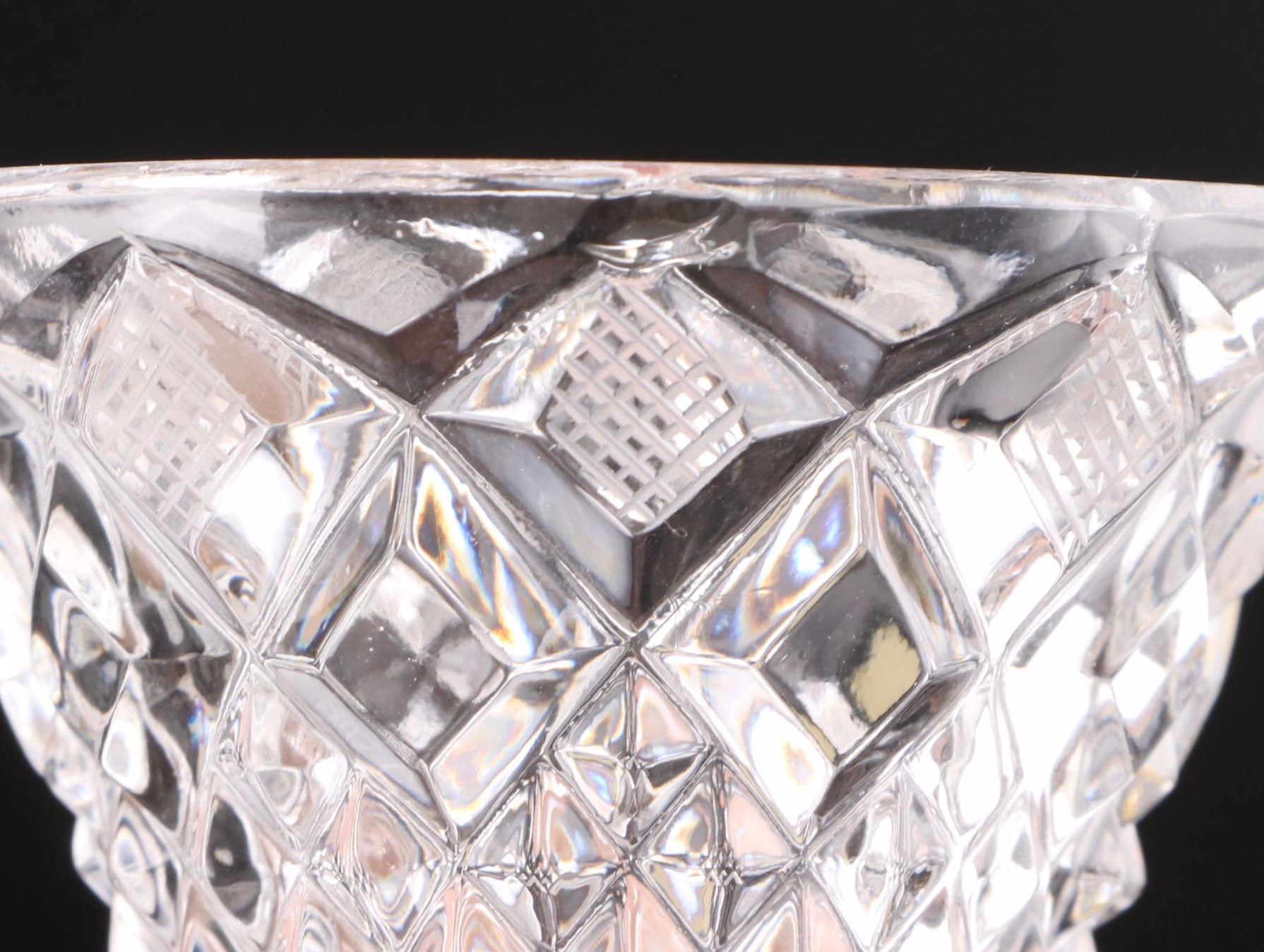 Romanian Acid Etched and Cut Crystal Decanter and Wine Glasses with Liqueur Set