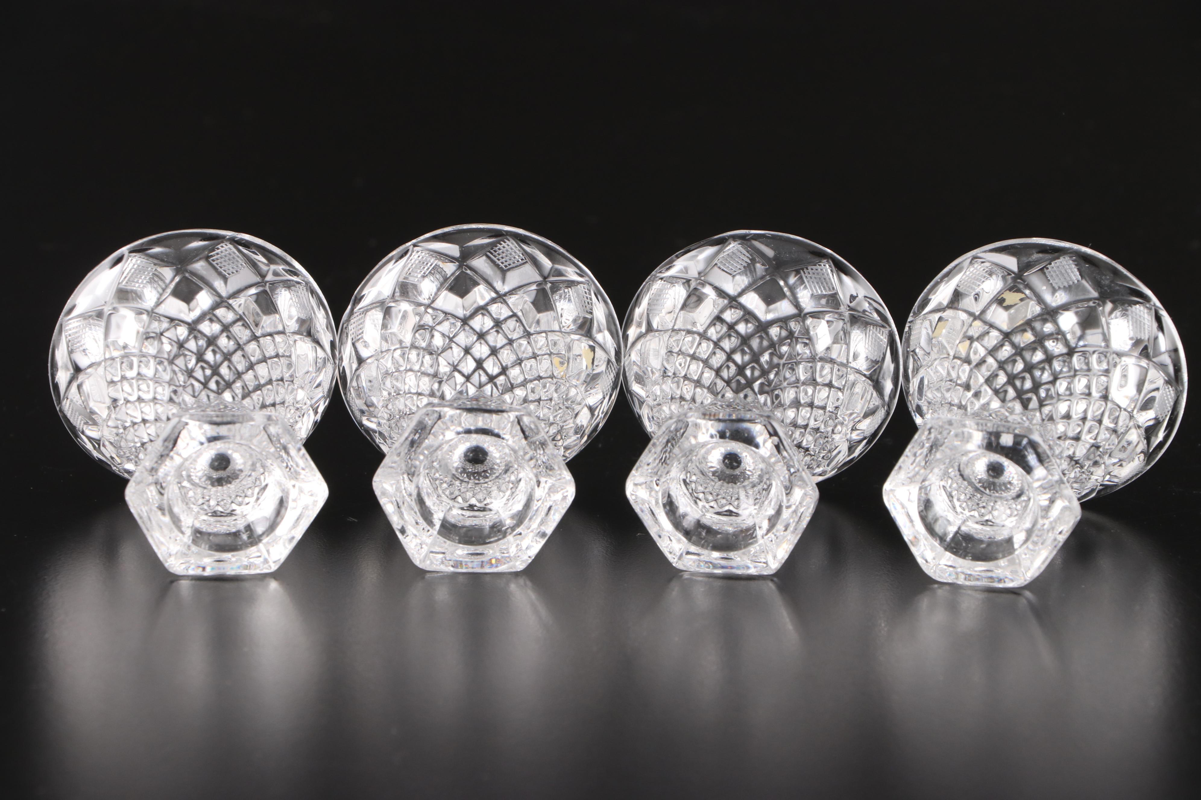 Romanian Acid Etched and Cut Crystal Decanter and Wine Glasses with Liqueur Set