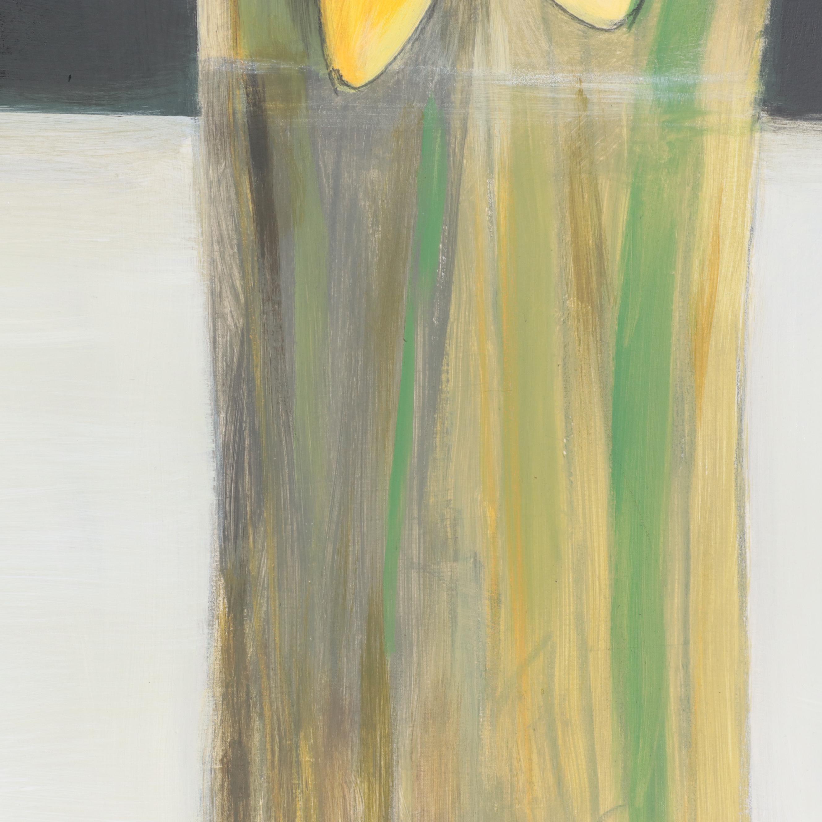 Ursula Brenner Daffodil Still Life Mixed Media Painting, 21st Century
