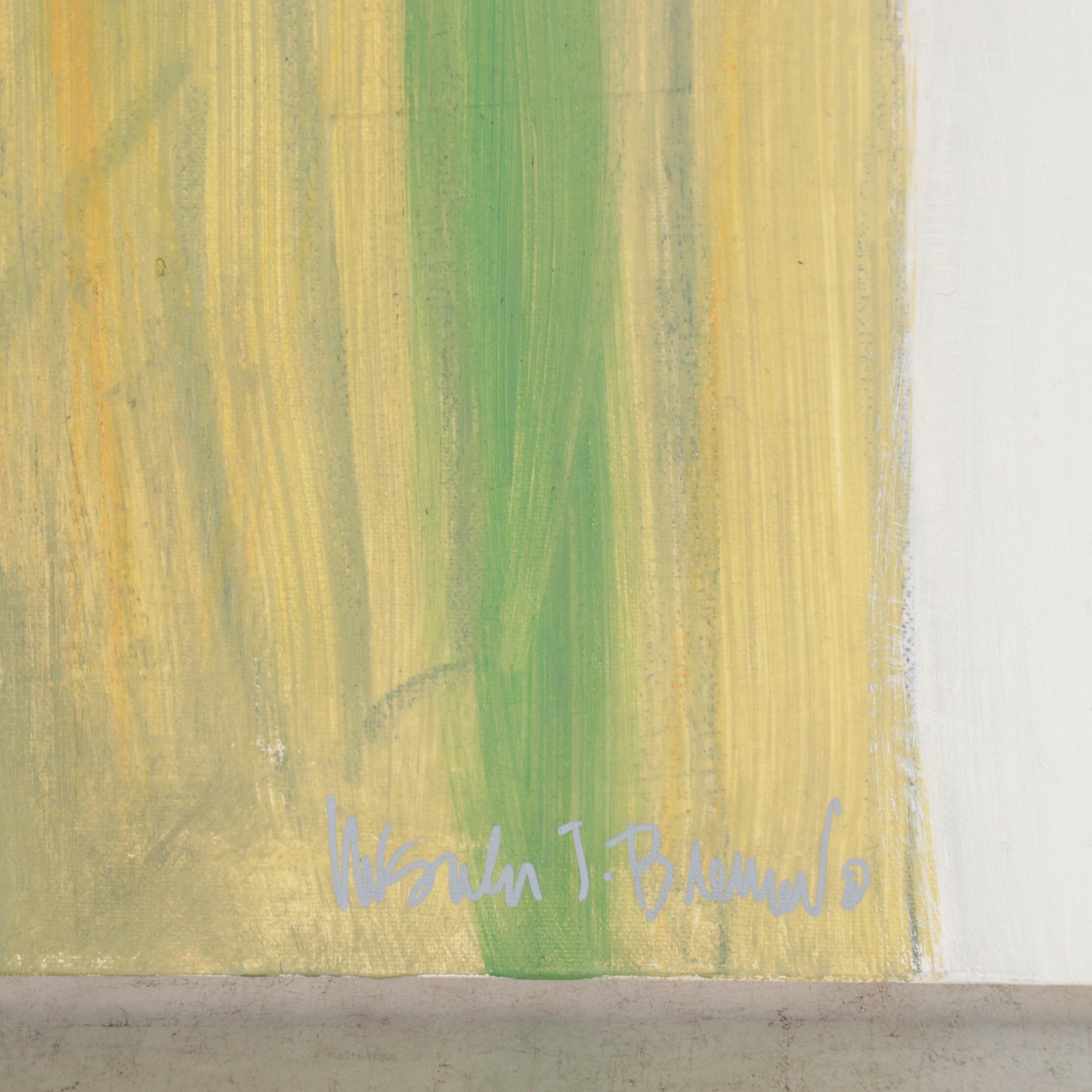 Ursula Brenner Daffodil Still Life Mixed Media Painting, 21st Century