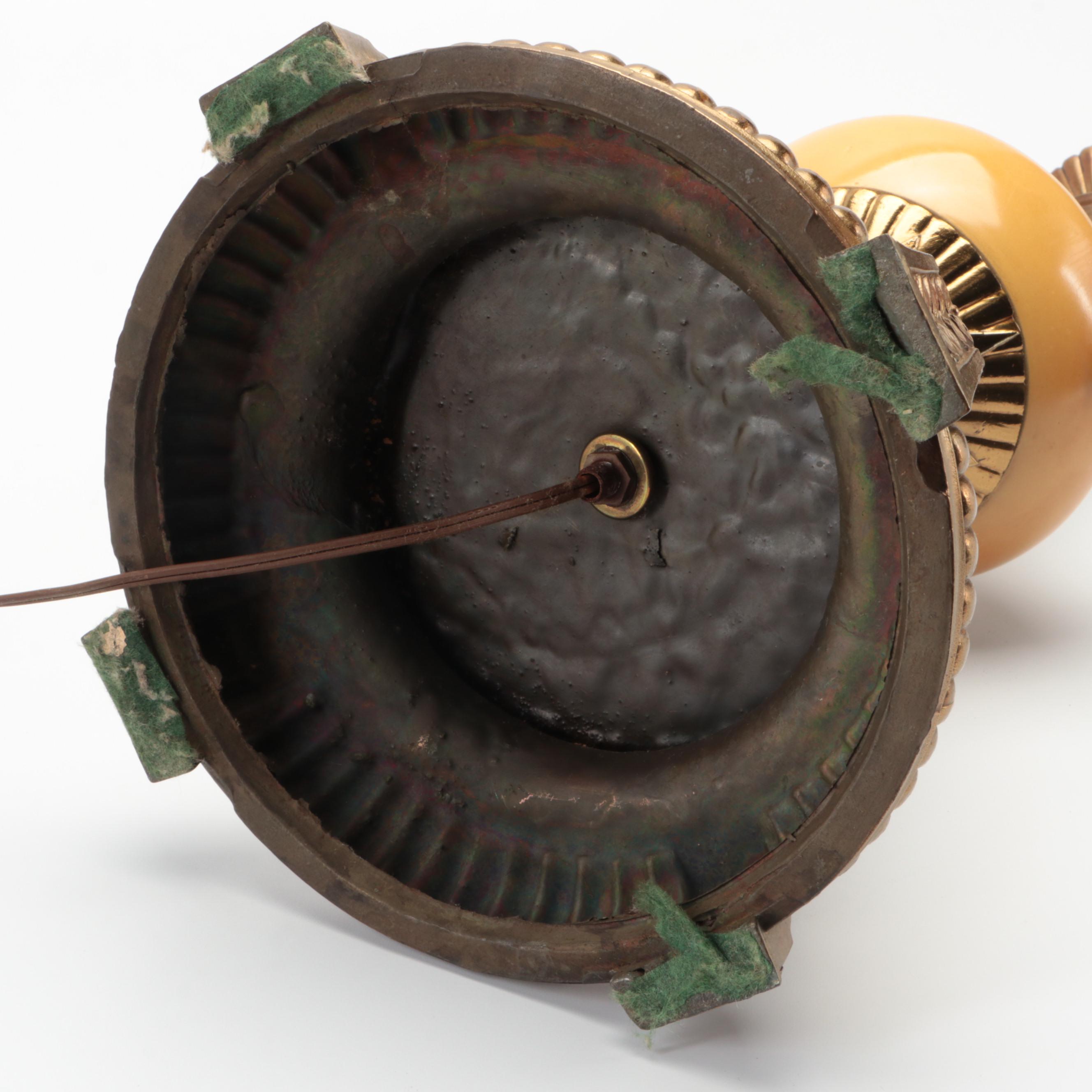 Art Deco Brass and Ceramic Table Lamp, Early to Mid-20th Century