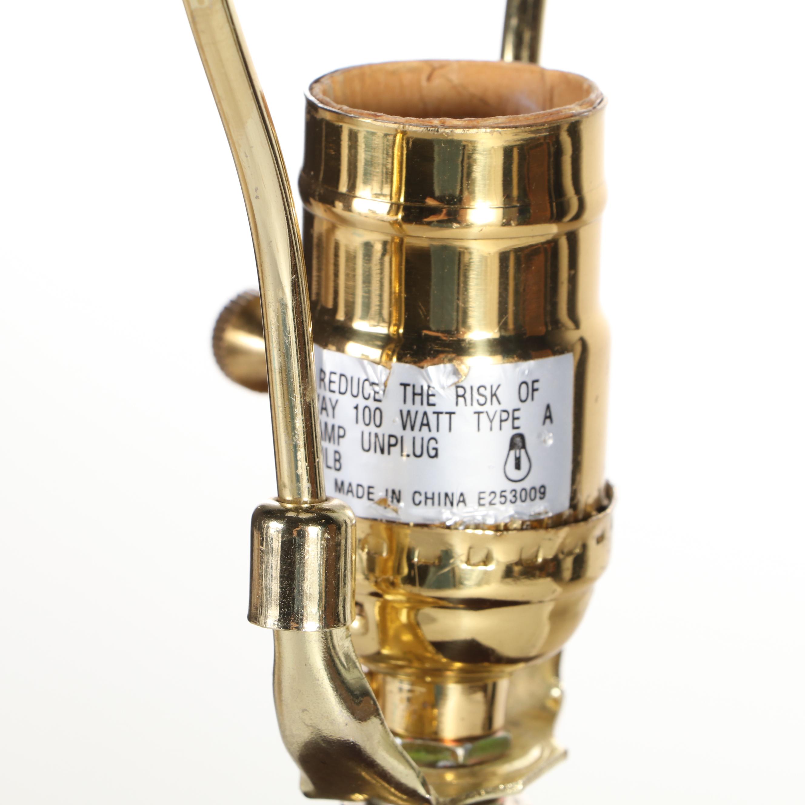 Red and Yellow Paisley Composite Table Lamp, Contemporary