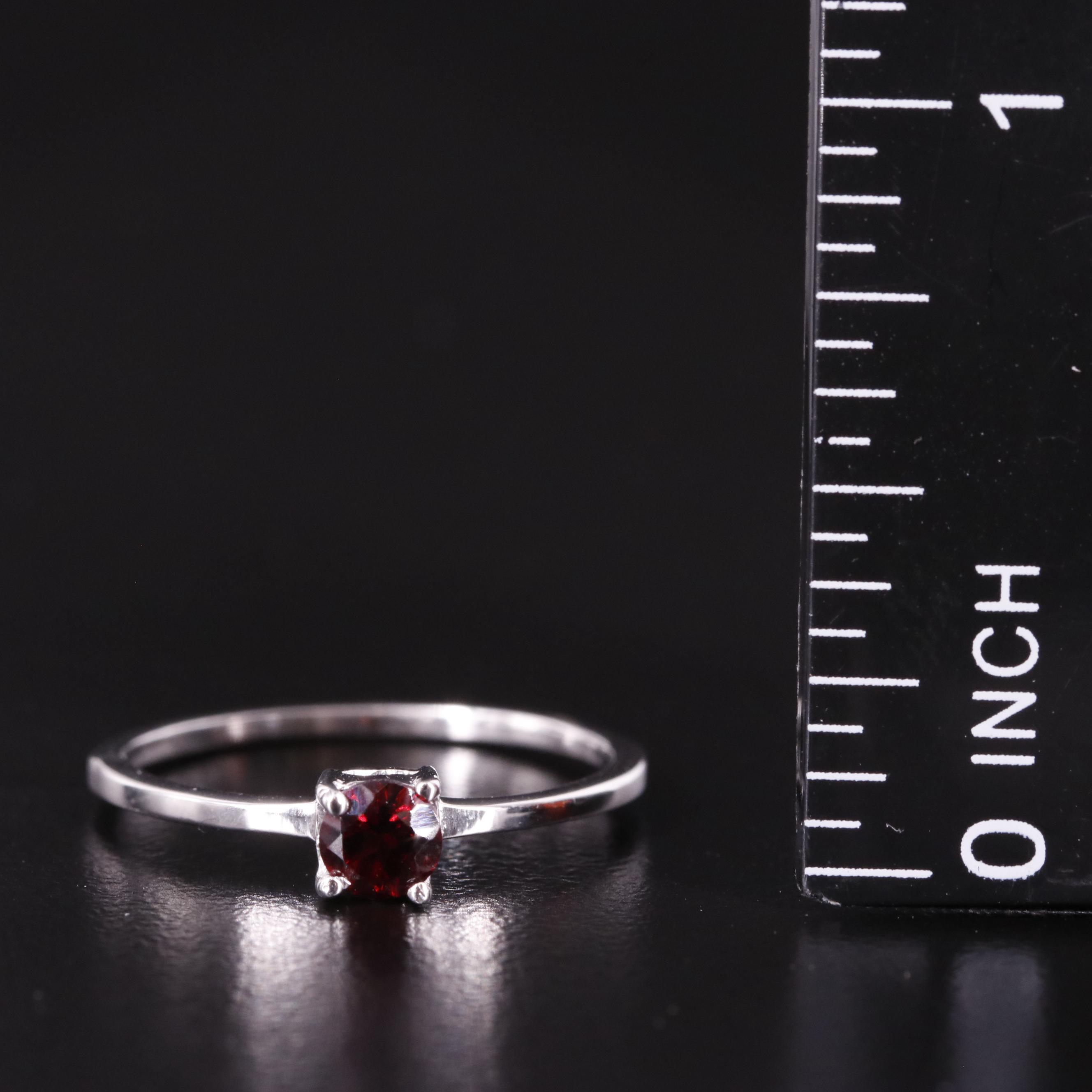 Sterling Garnet Solitaire Ring