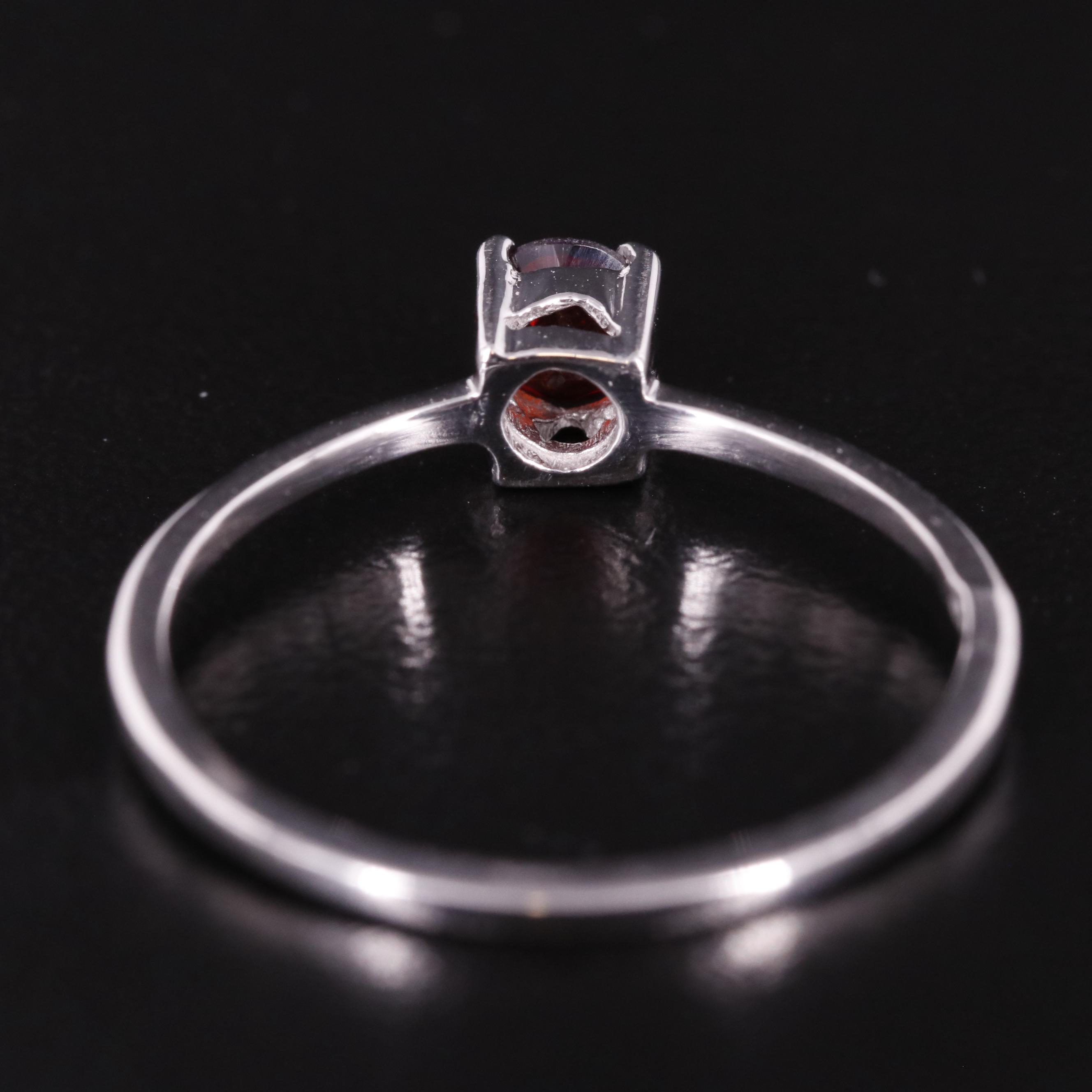 Sterling Garnet Solitaire Ring
