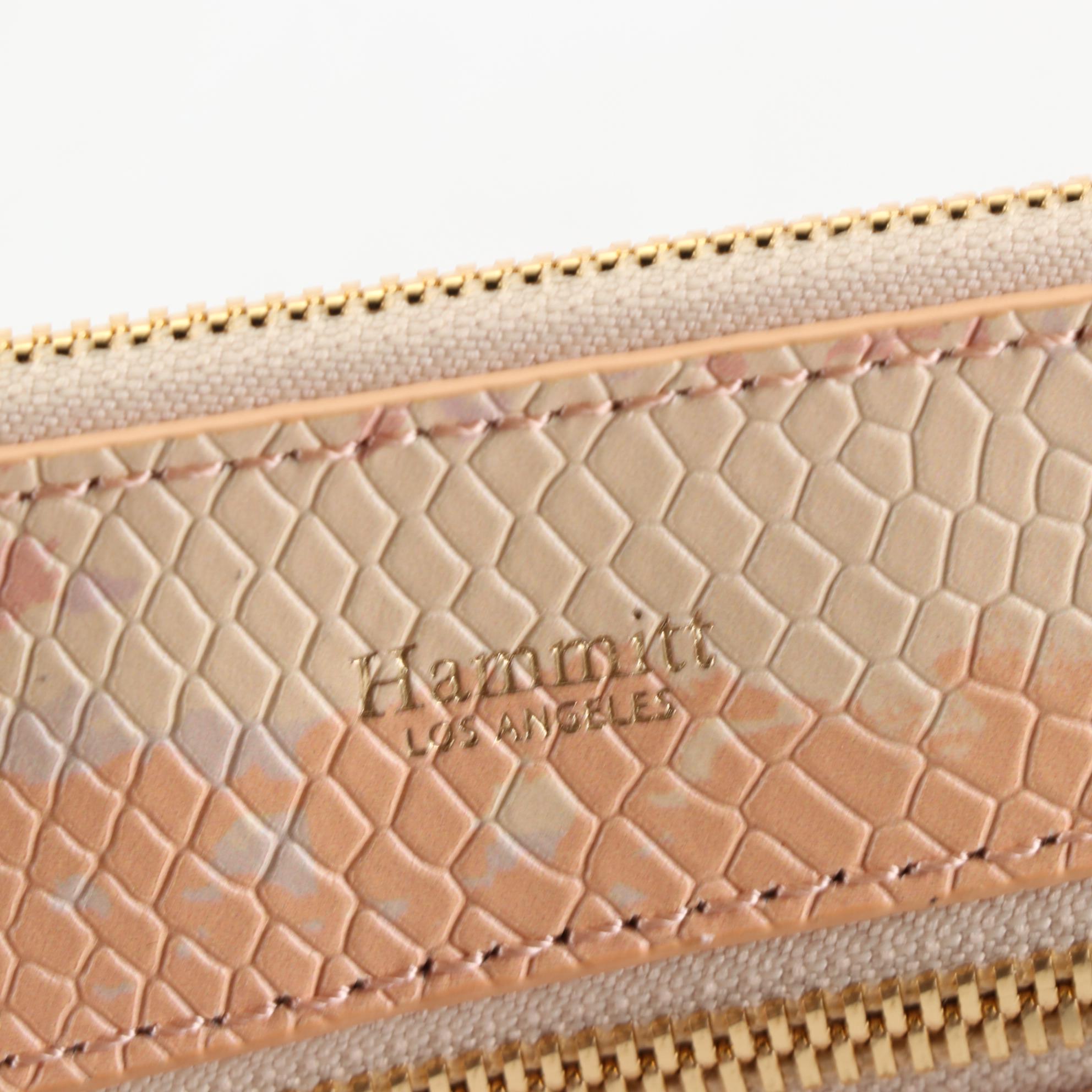 Hammitt Small Nash Wristlet Bag with Crossbody Strap in Pink Embossed Leather