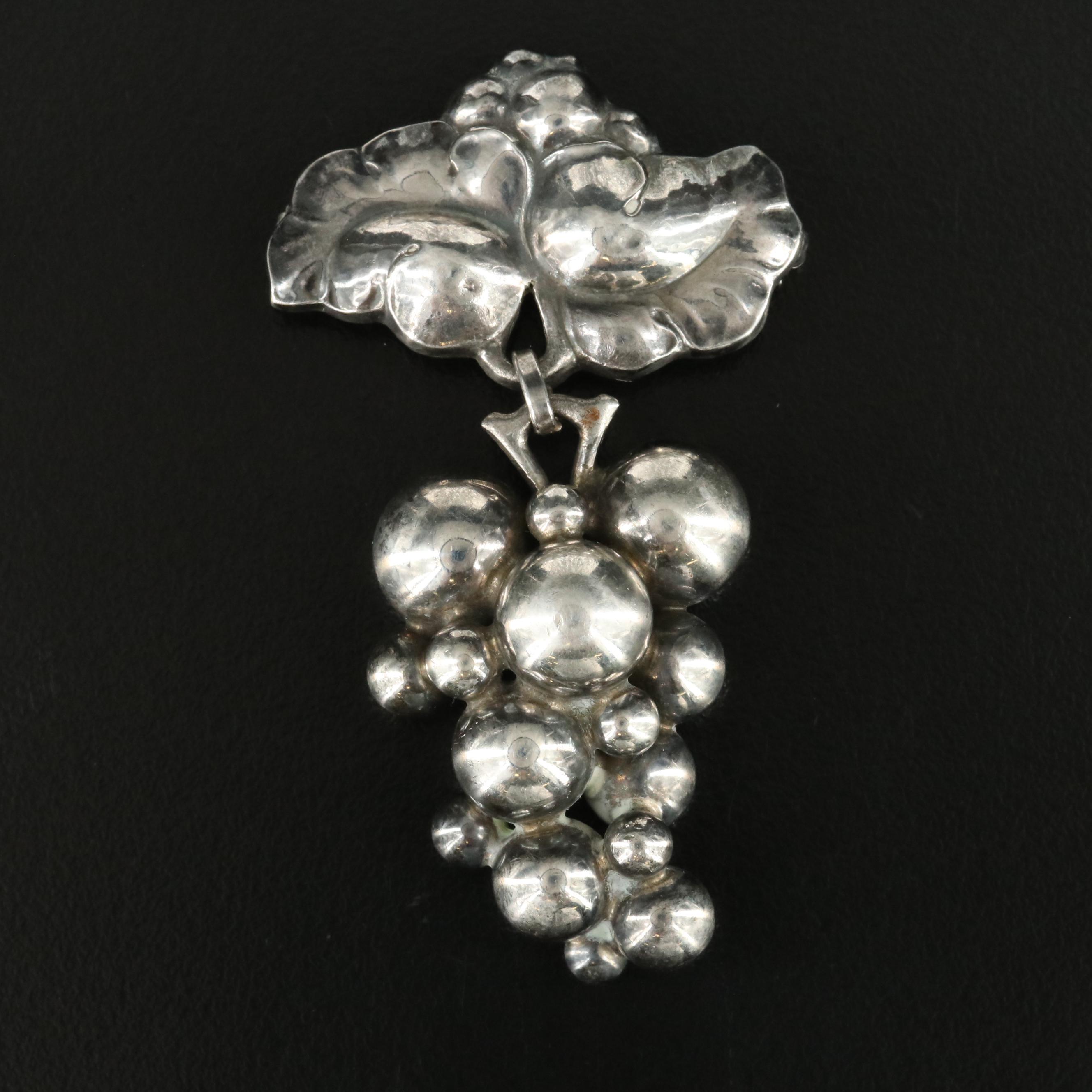 Georg Jensen "Moonlight Grapes" Sterling Brooch