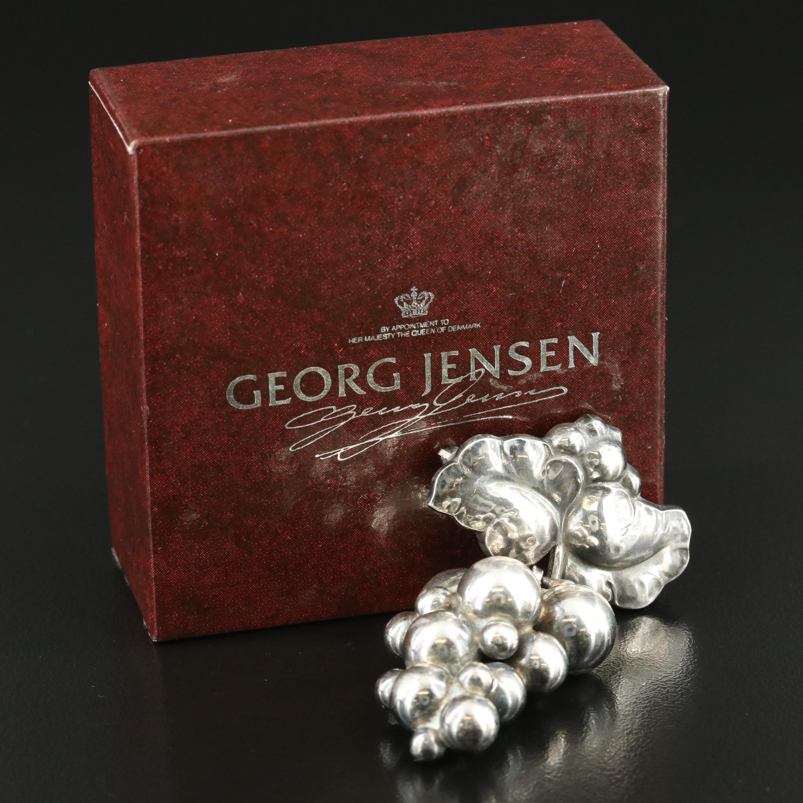 Georg Jensen "Moonlight Grapes" Sterling Brooch