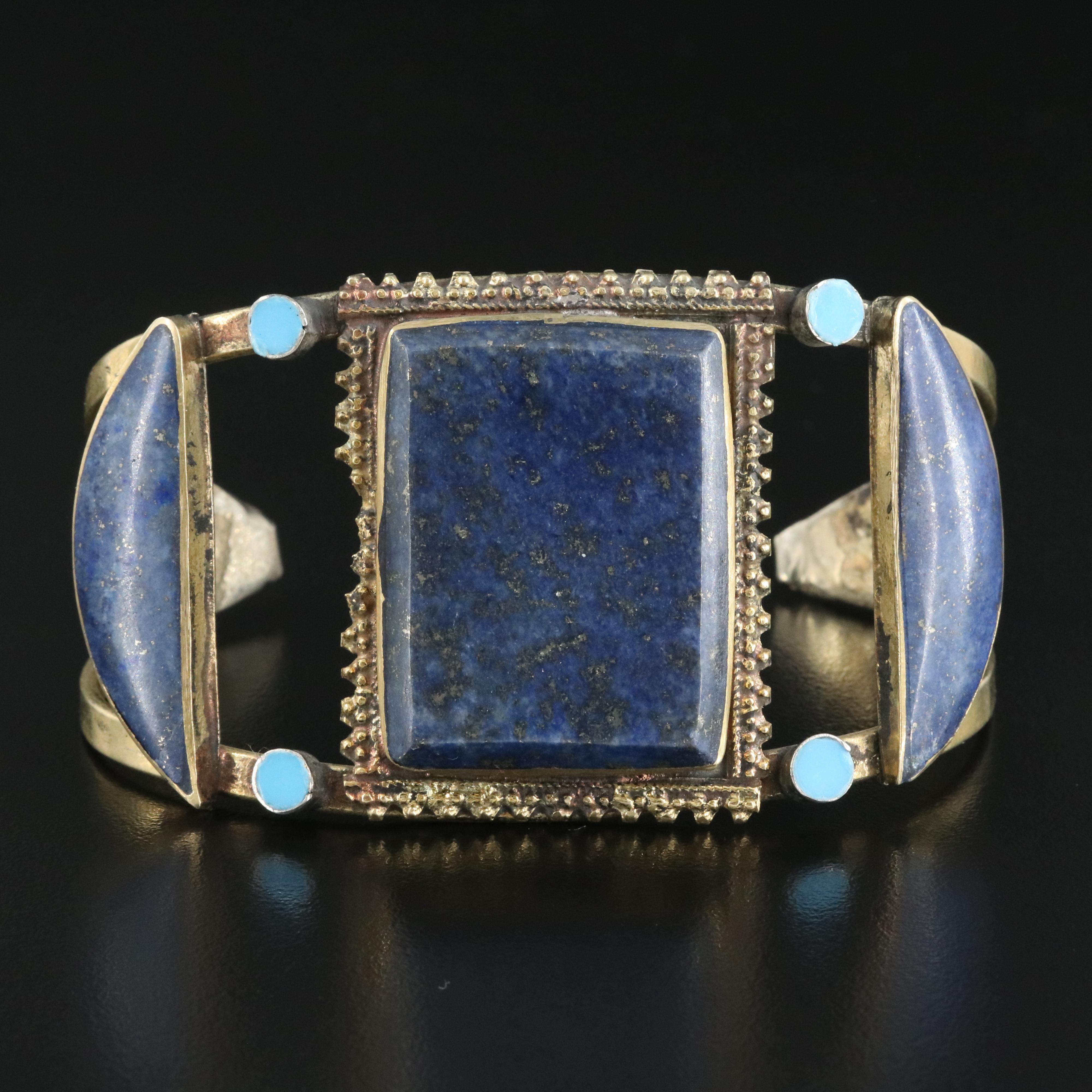 Lapis Lazuli and Faux Turquoise Cuff