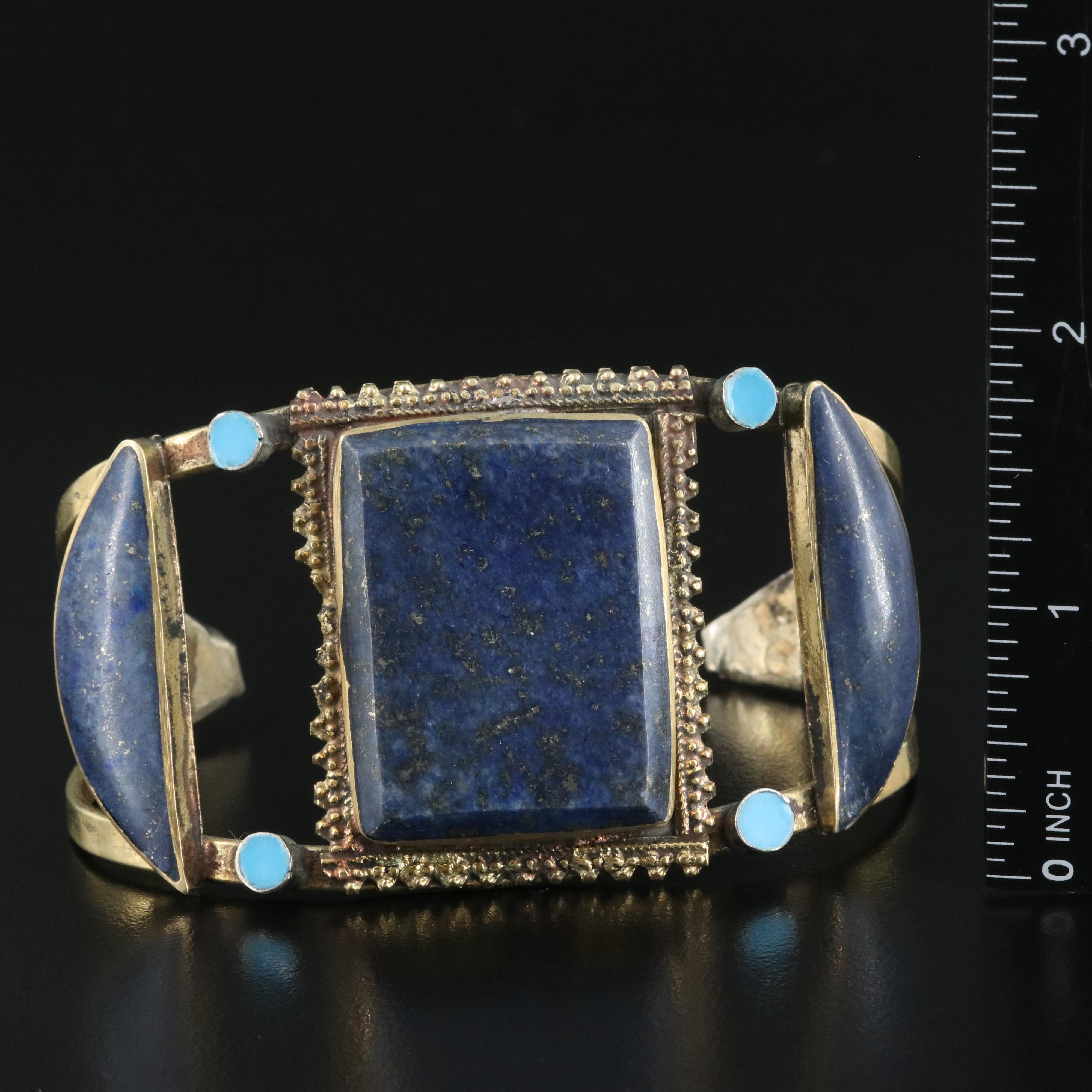 Lapis Lazuli and Faux Turquoise Cuff
