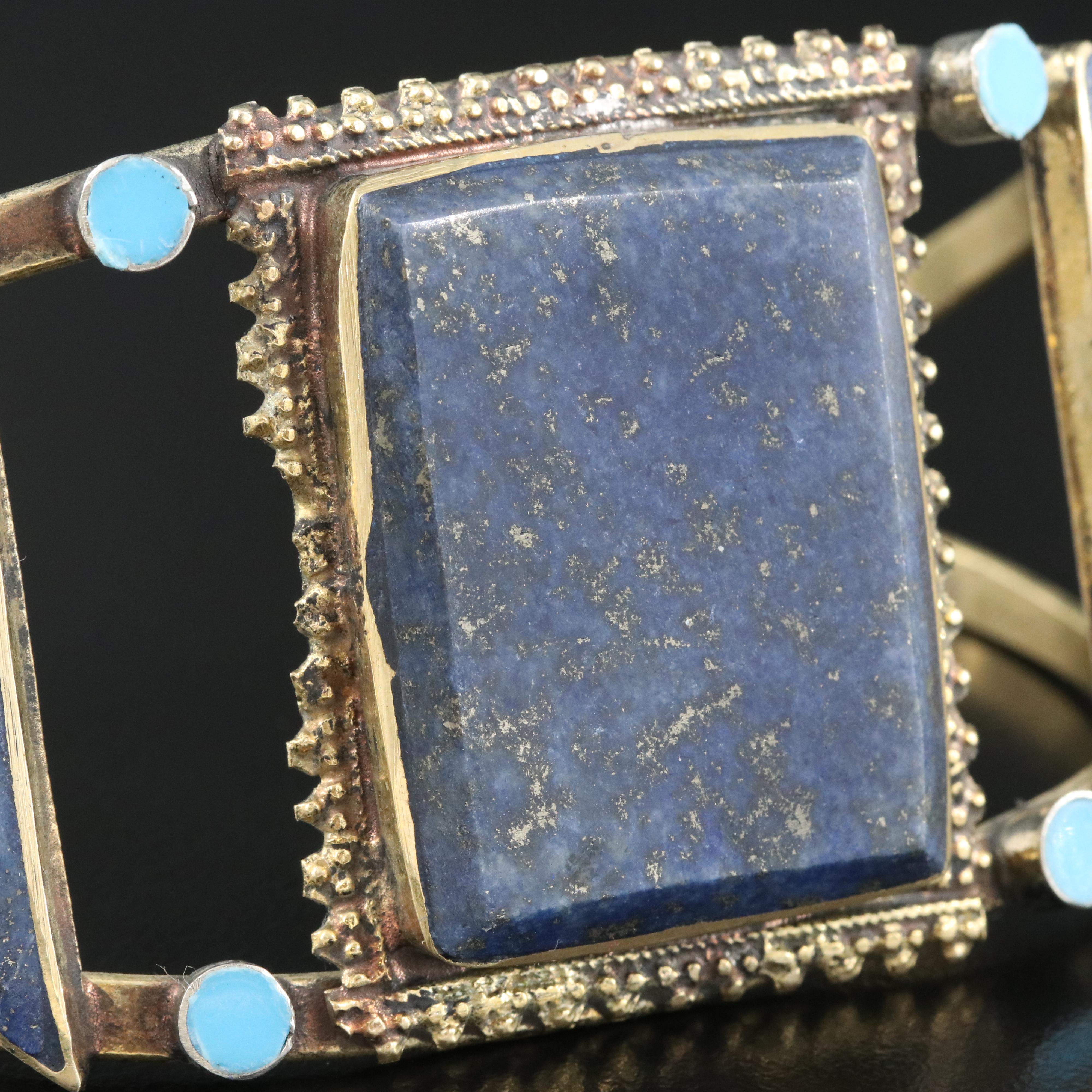 Lapis Lazuli and Faux Turquoise Cuff