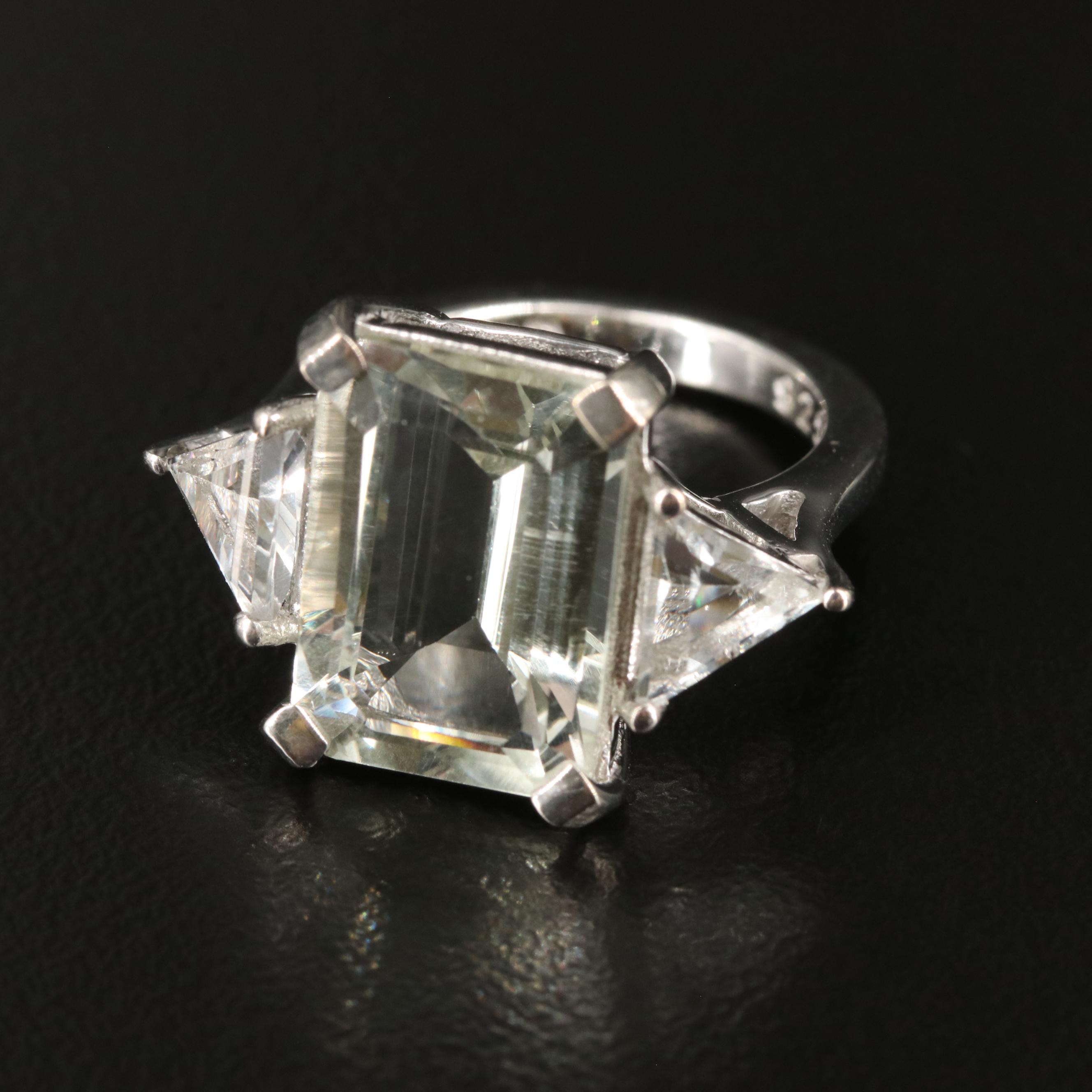 Sterling Peridot and White Topaz Cocktail Ring