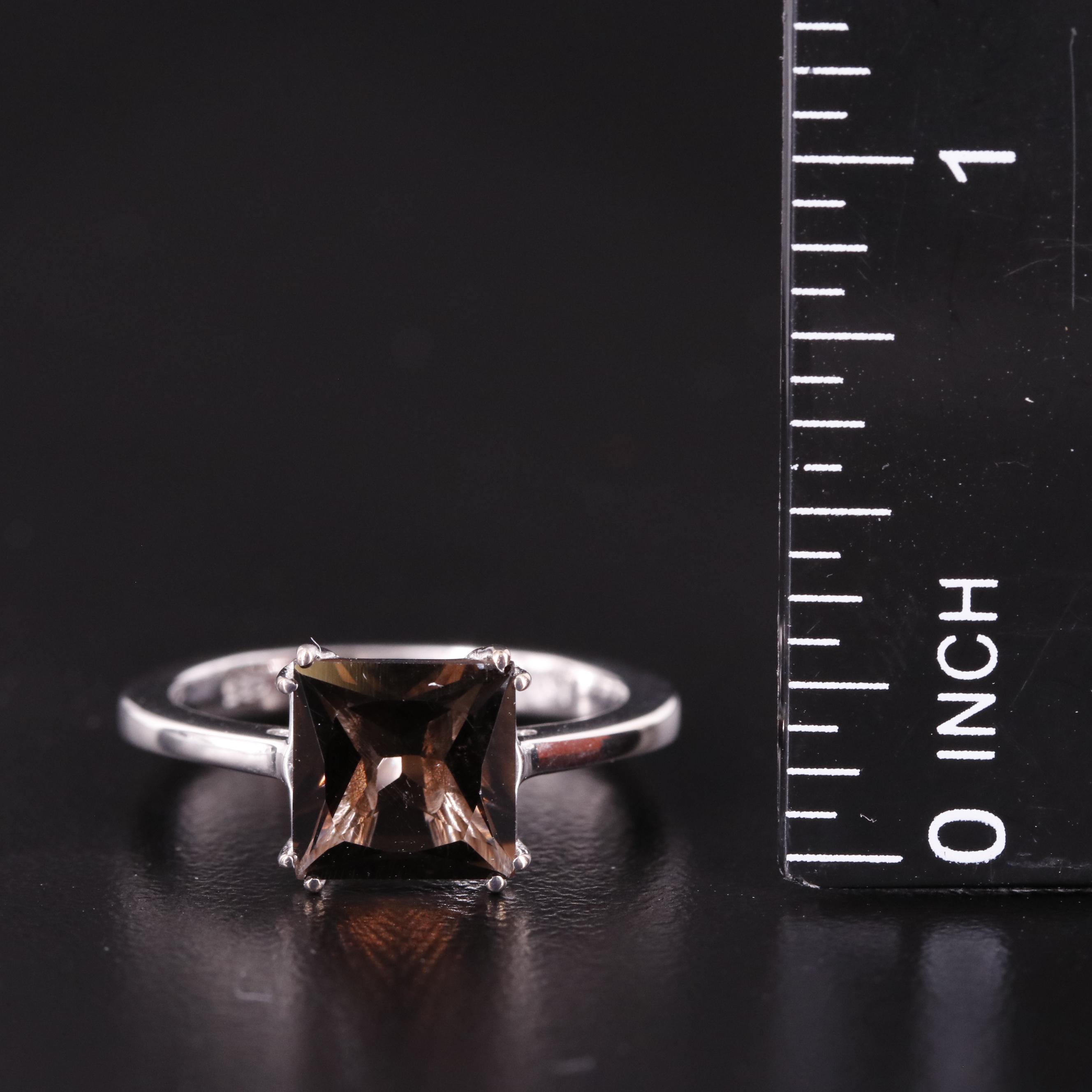 Sterling Smoky Quartz Solitaire Ring