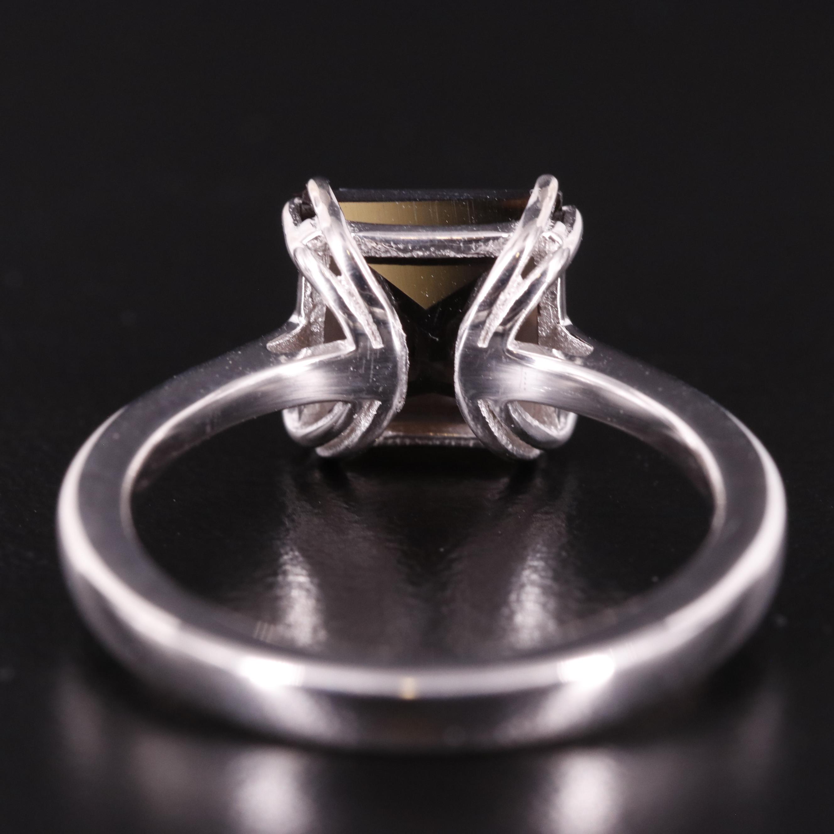 Sterling Smoky Quartz Solitaire Ring