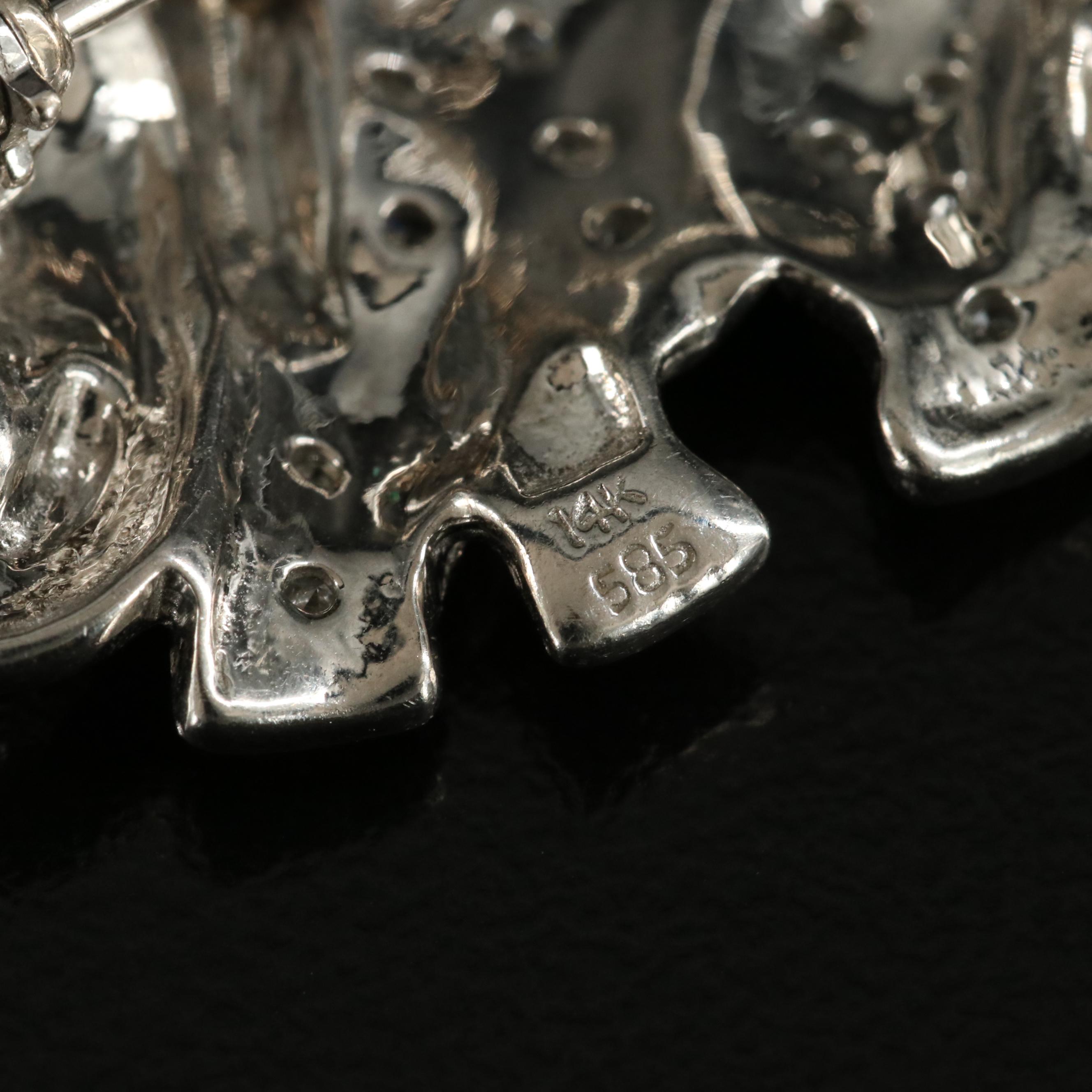 14K Diamond and Ruby Elephant Brooch