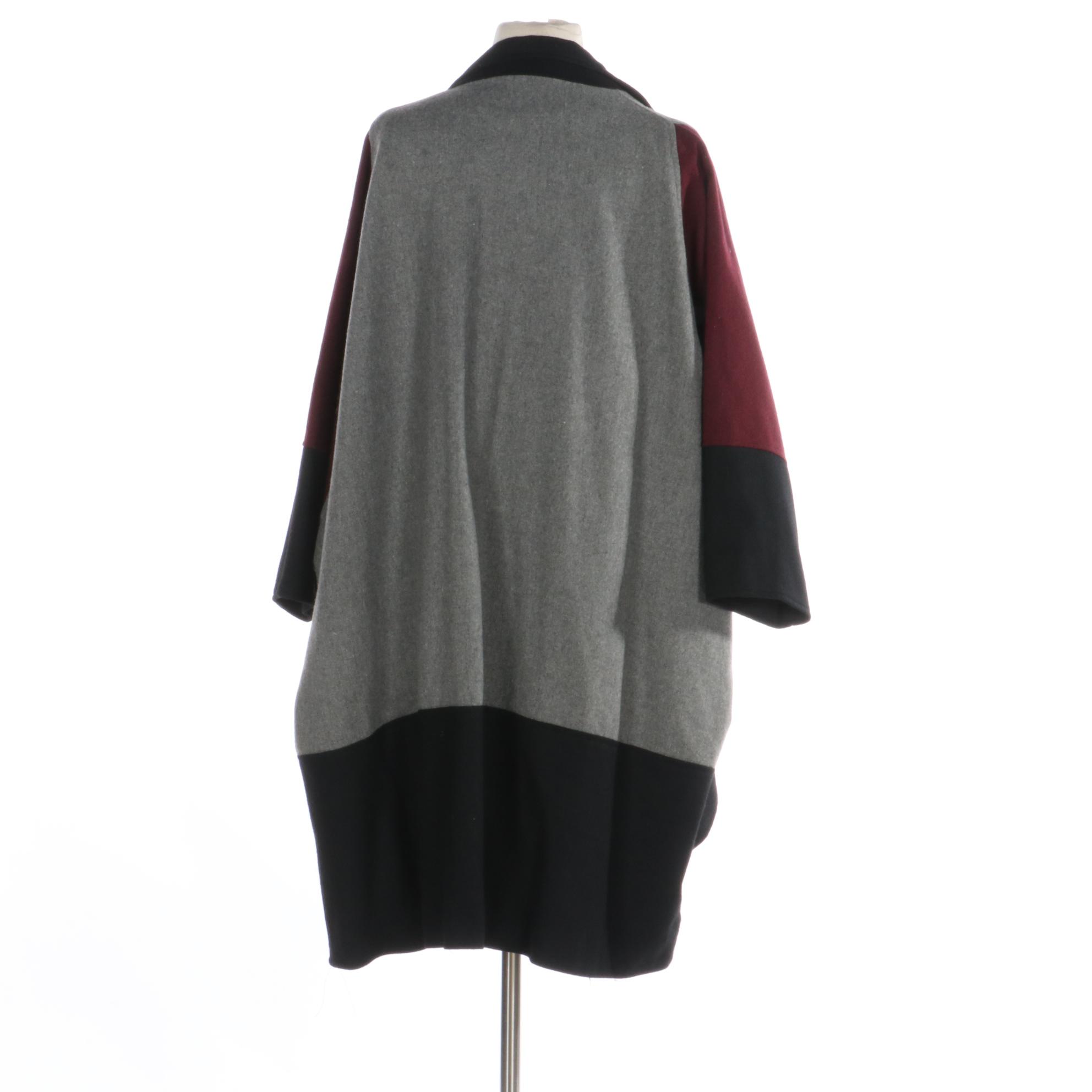 Gepetto  Dolman Sleeve Coat in Color Blocked Wool