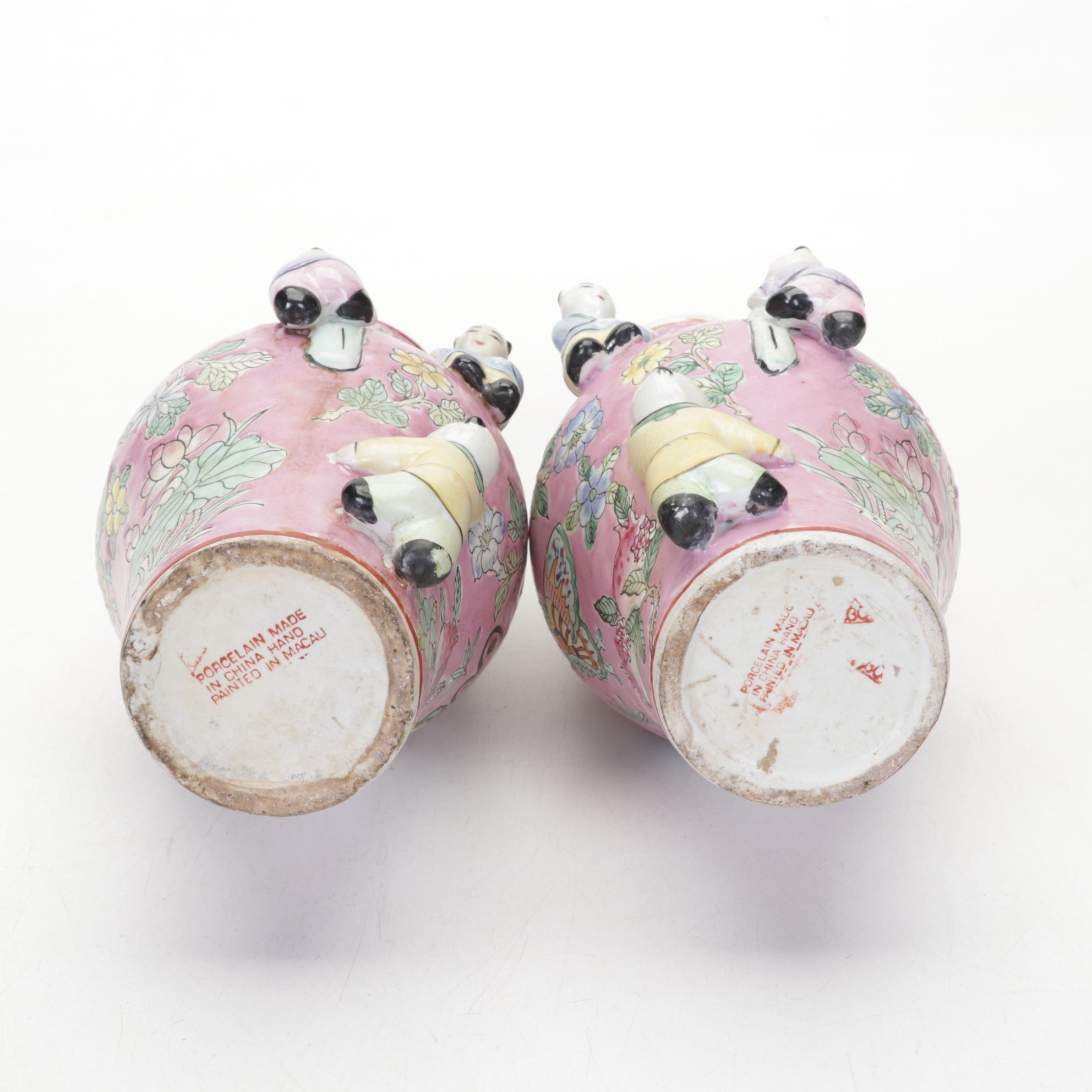 Chinese Famille Rose Fertility Vases, Mid-20th Century